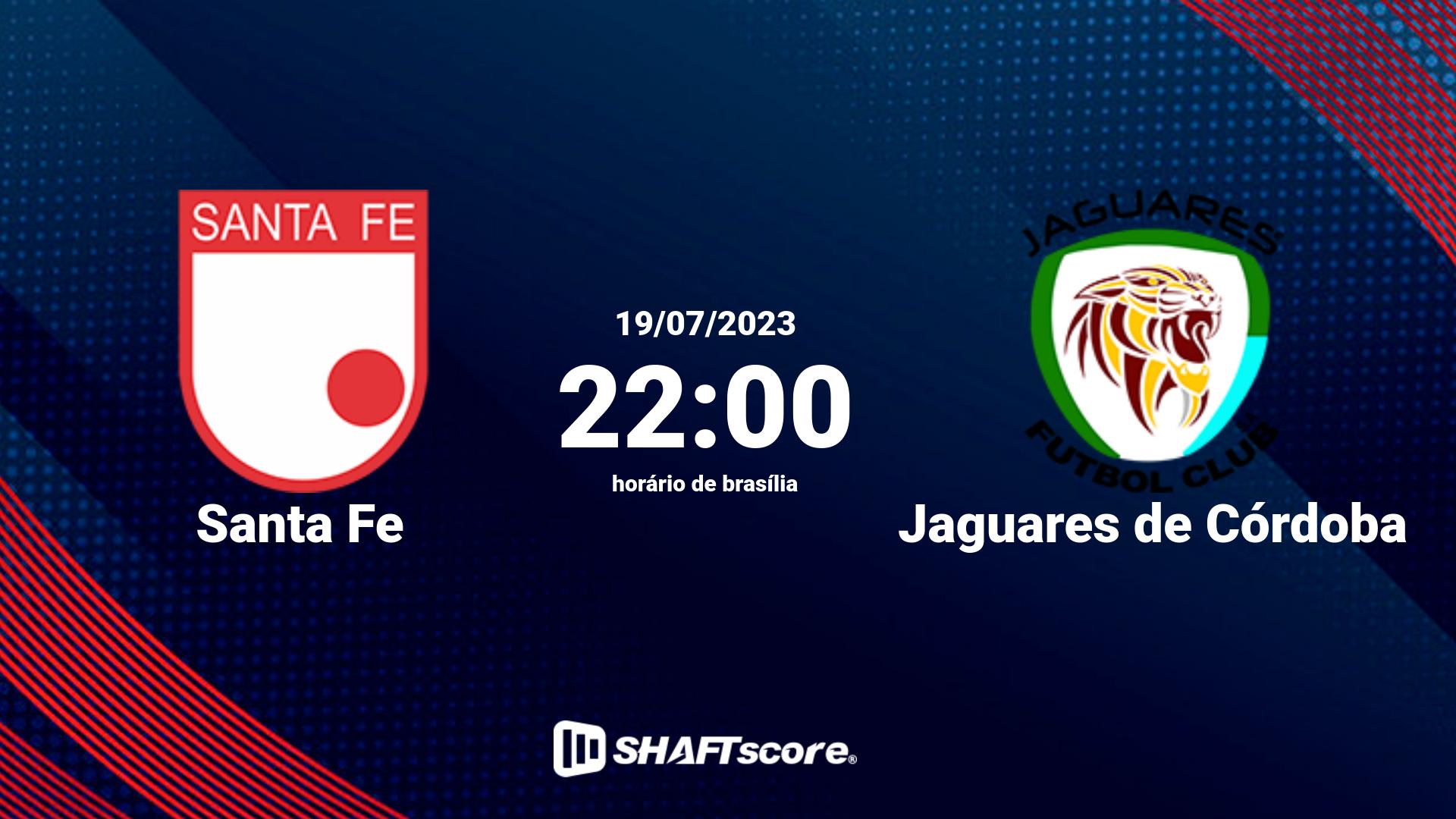 Estatísticas do jogo Santa Fe vs Jaguares de Córdoba 19.07 22:00