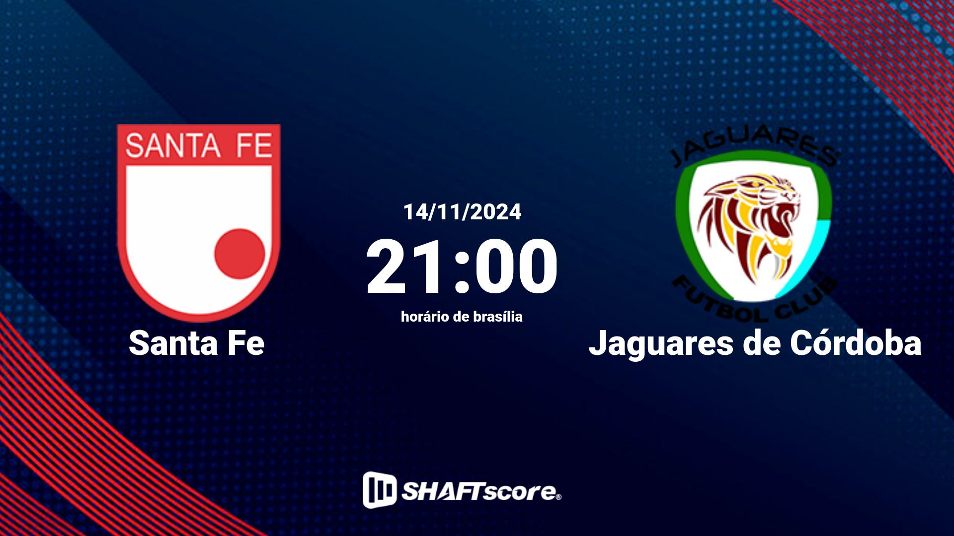 Estatísticas do jogo Santa Fe vs Jaguares de Córdoba 14.11 21:00