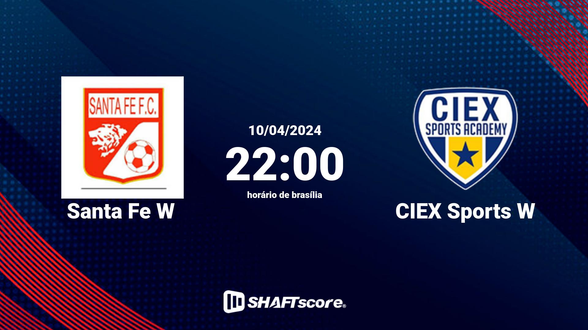 Estatísticas do jogo Santa Fe W vs CIEX Sports W 10.04 22:00