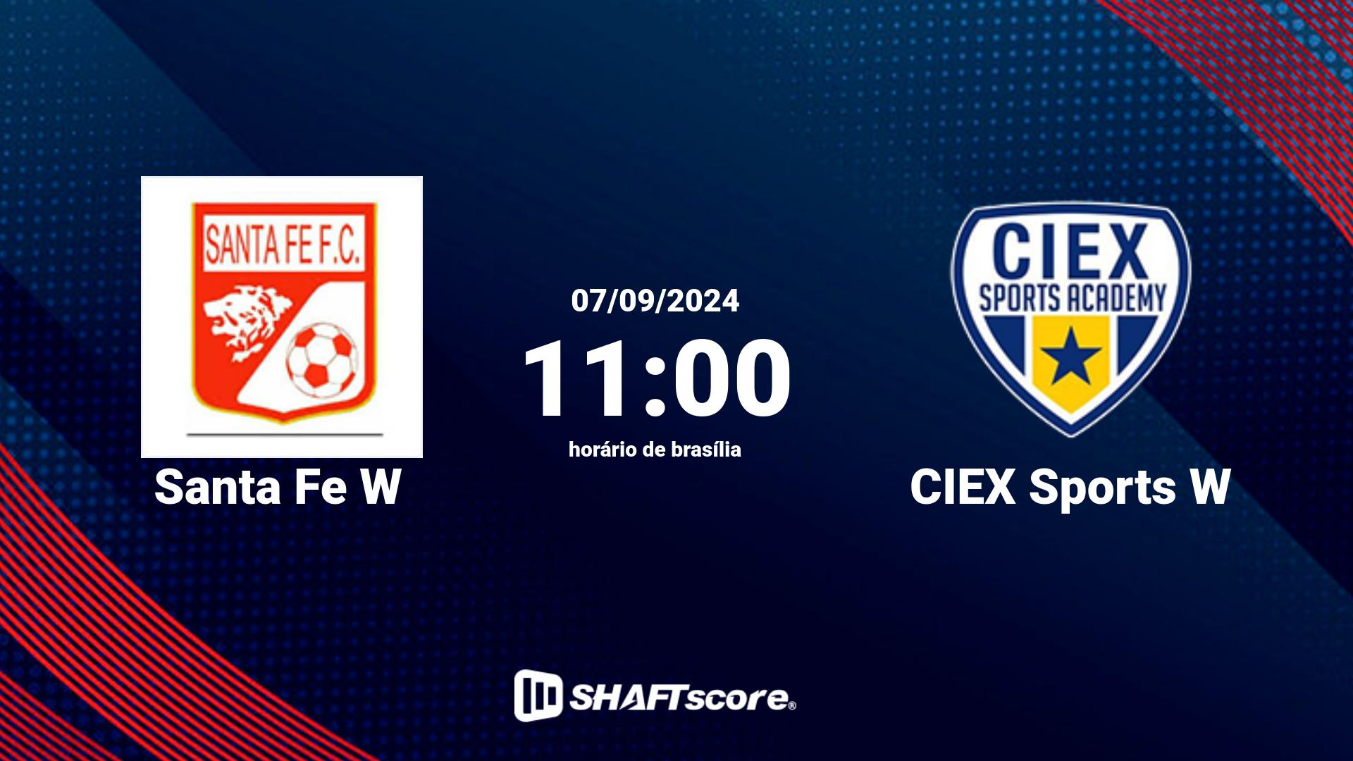 Estatísticas do jogo Santa Fe W vs CIEX Sports W 07.09 11:00