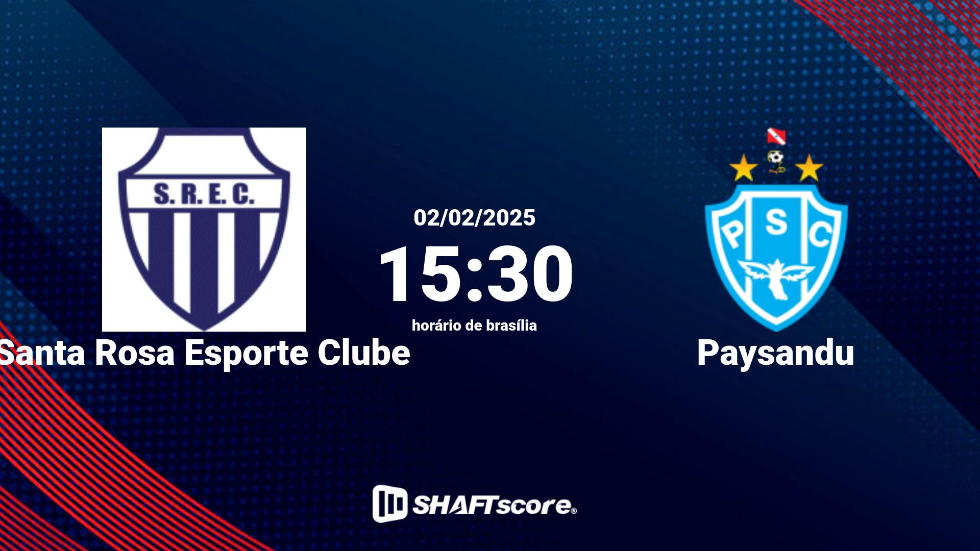 Estatísticas do jogo Santa Rosa Esporte Clube vs Paysandu 02.02 15:30