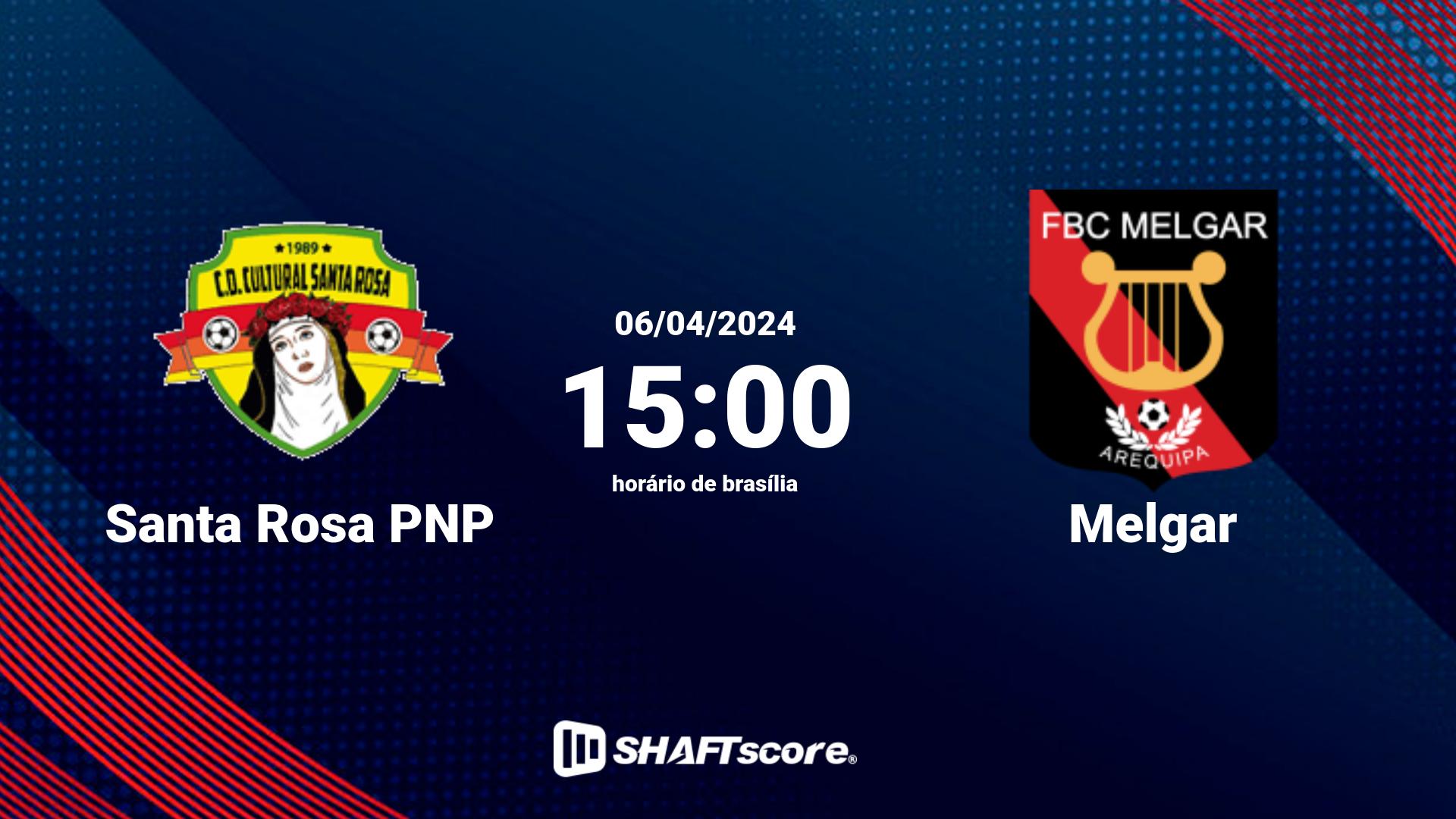 Estatísticas do jogo Santa Rosa PNP vs Melgar 06.04 15:00