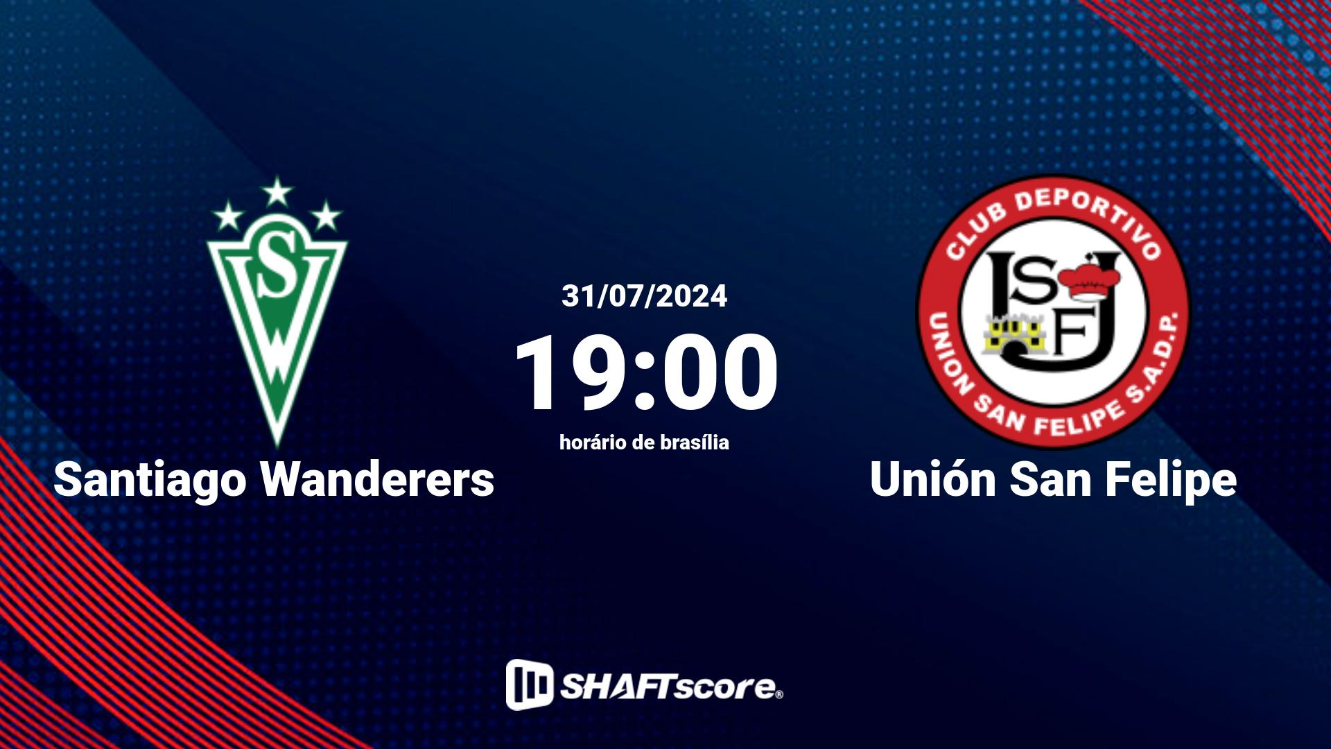 Estatísticas do jogo Santiago Wanderers vs Unión San Felipe 31.07 19:00