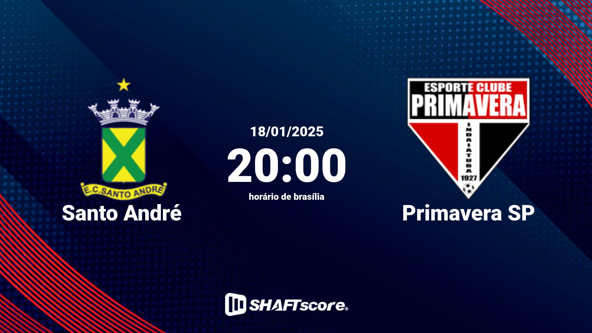 Estatísticas do jogo Santo André vs Primavera SP 18.01 20:00