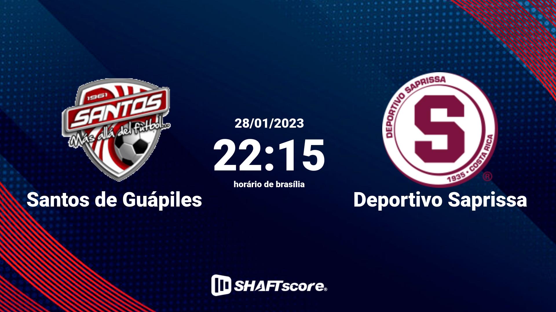 Estatísticas do jogo Santos de Guápiles vs Deportivo Saprissa 28.01 22:15