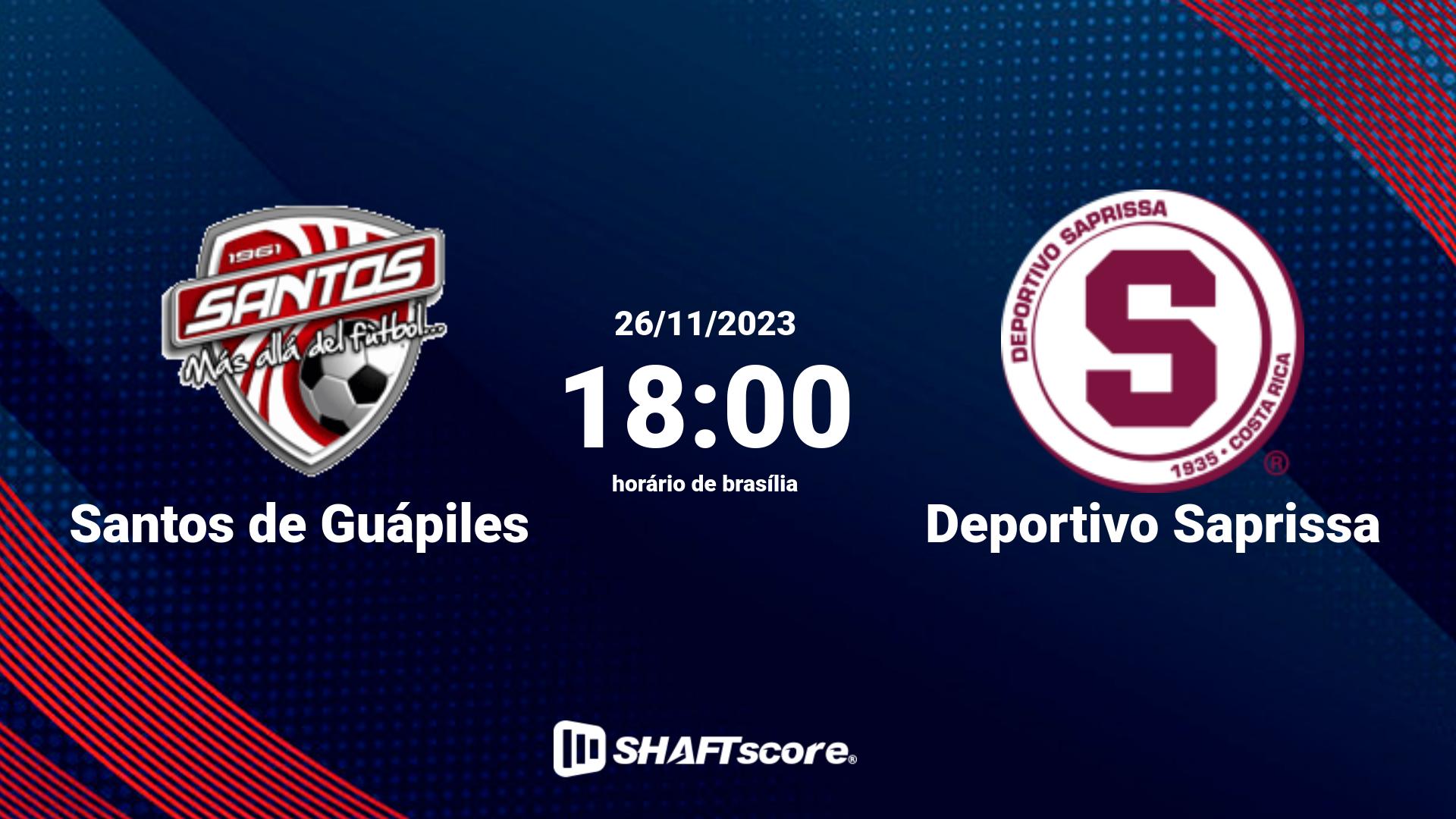 Estatísticas do jogo Santos de Guápiles vs Deportivo Saprissa 26.11 18:00