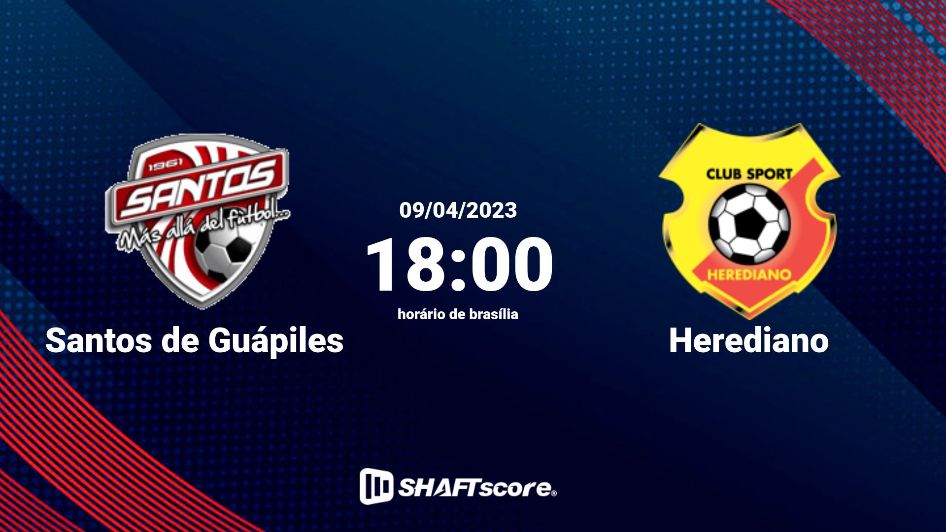 Estatísticas do jogo Santos de Guápiles vs Herediano 09.04 18:00