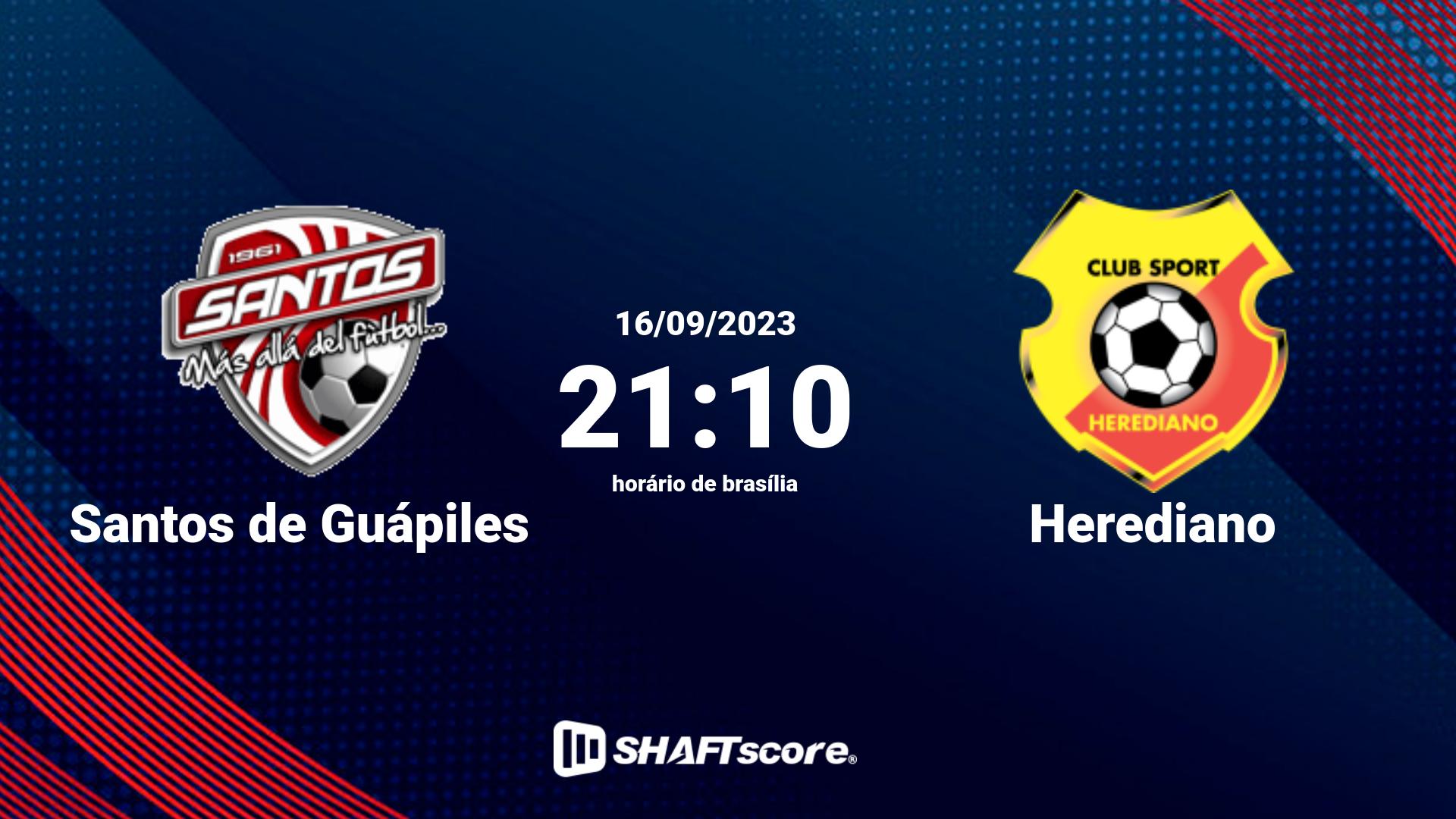 Estatísticas do jogo Santos de Guápiles vs Herediano 16.09 21:10