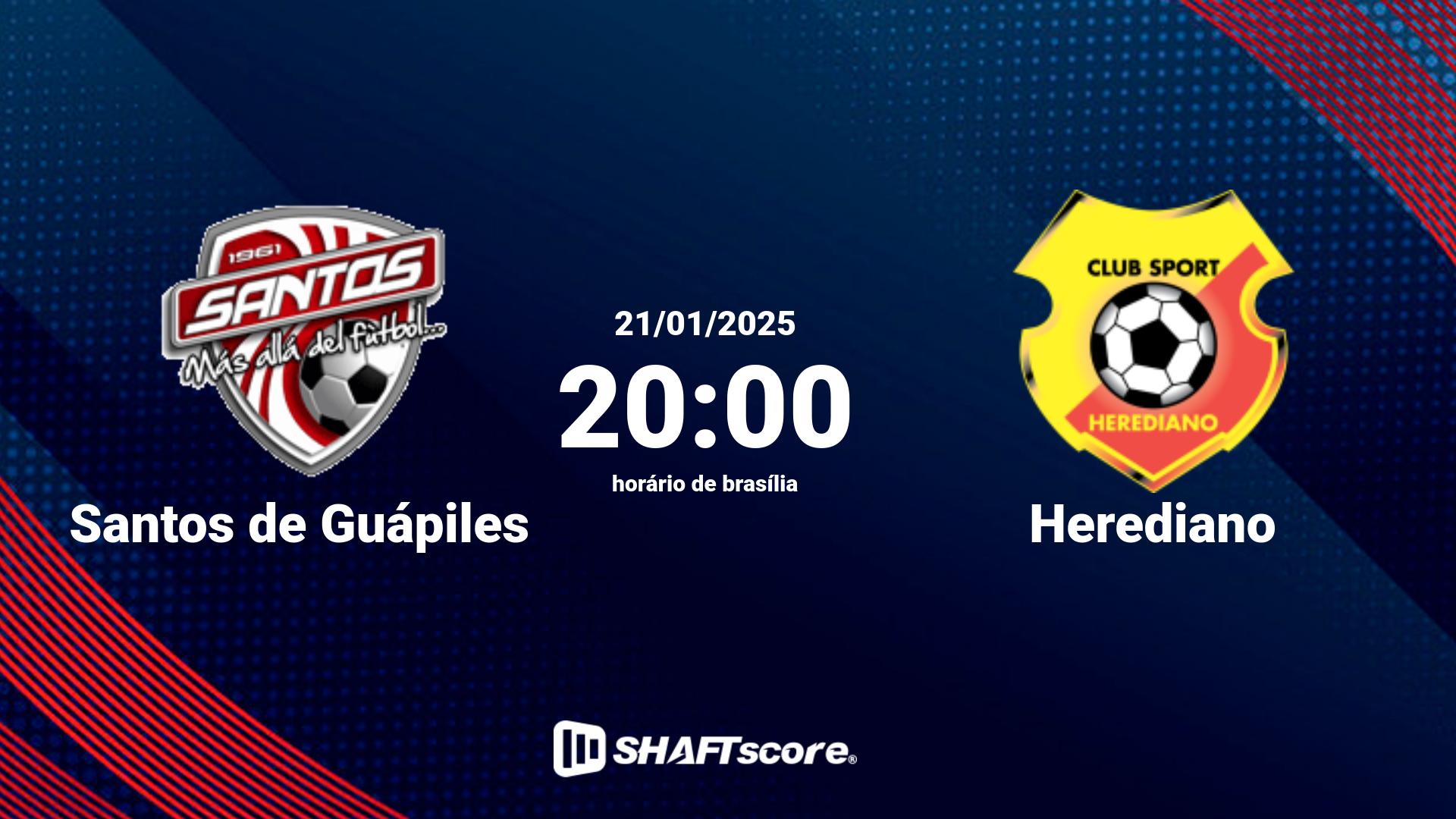 Estatísticas do jogo Santos de Guápiles vs Herediano 21.01 20:00