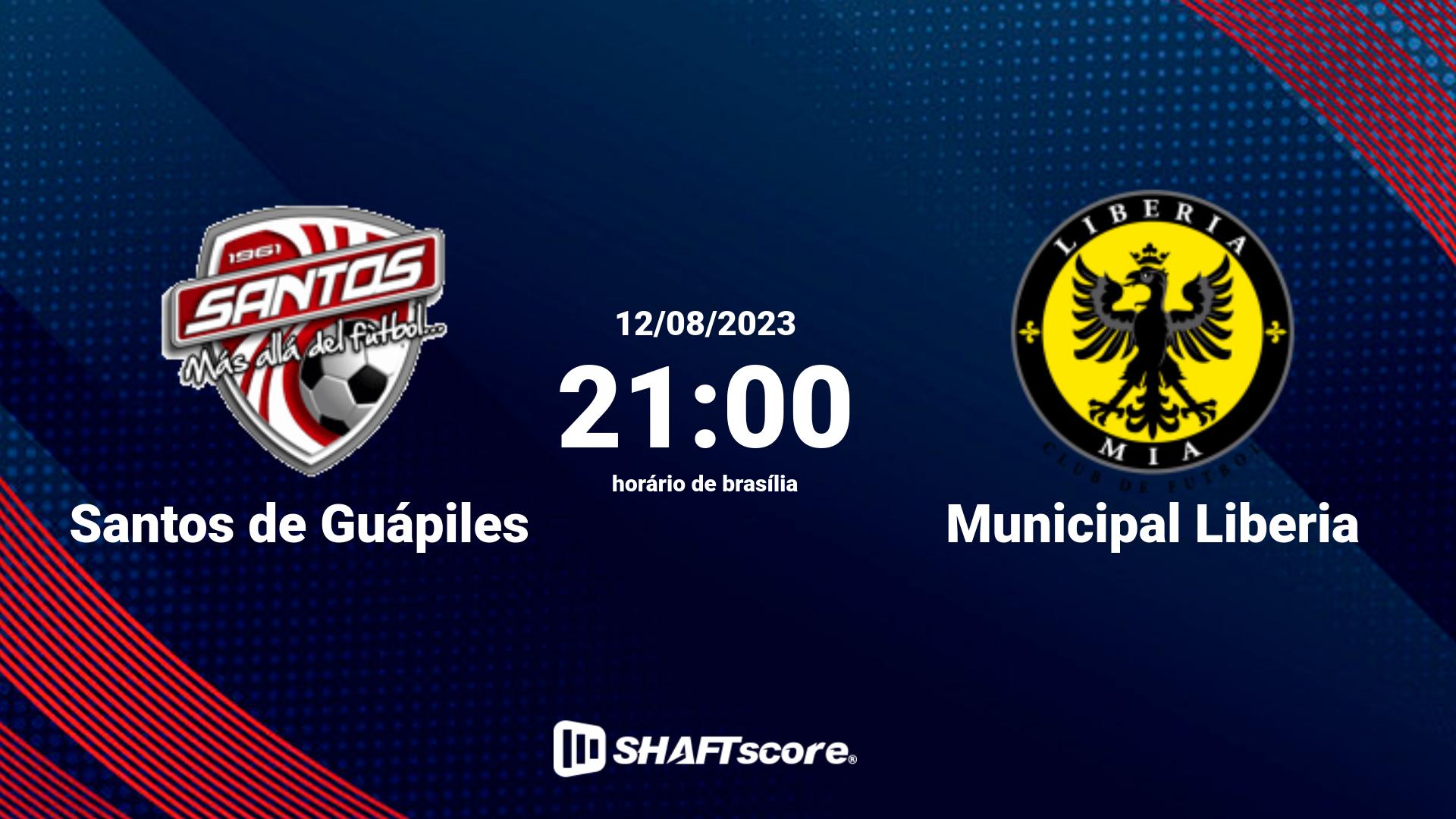 Estatísticas do jogo Santos de Guápiles vs Municipal Liberia 12.08 21:00