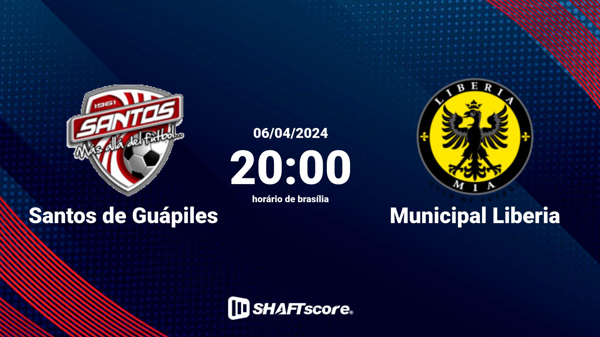 Estatísticas do jogo Santos de Guápiles vs Municipal Liberia 06.04 20:00