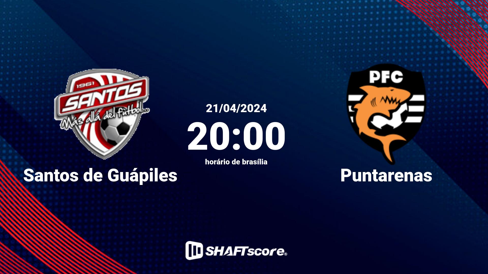 Estatísticas do jogo Santos de Guápiles vs Puntarenas 21.04 20:00