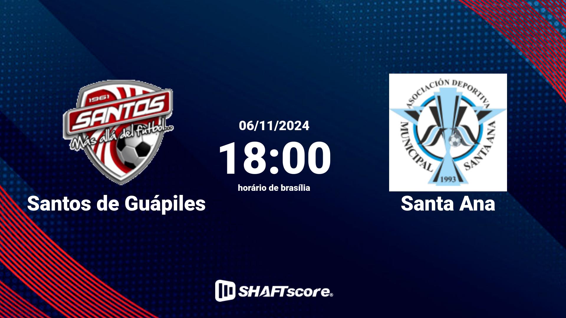 Estatísticas do jogo Santos de Guápiles vs Santa Ana 06.11 18:00