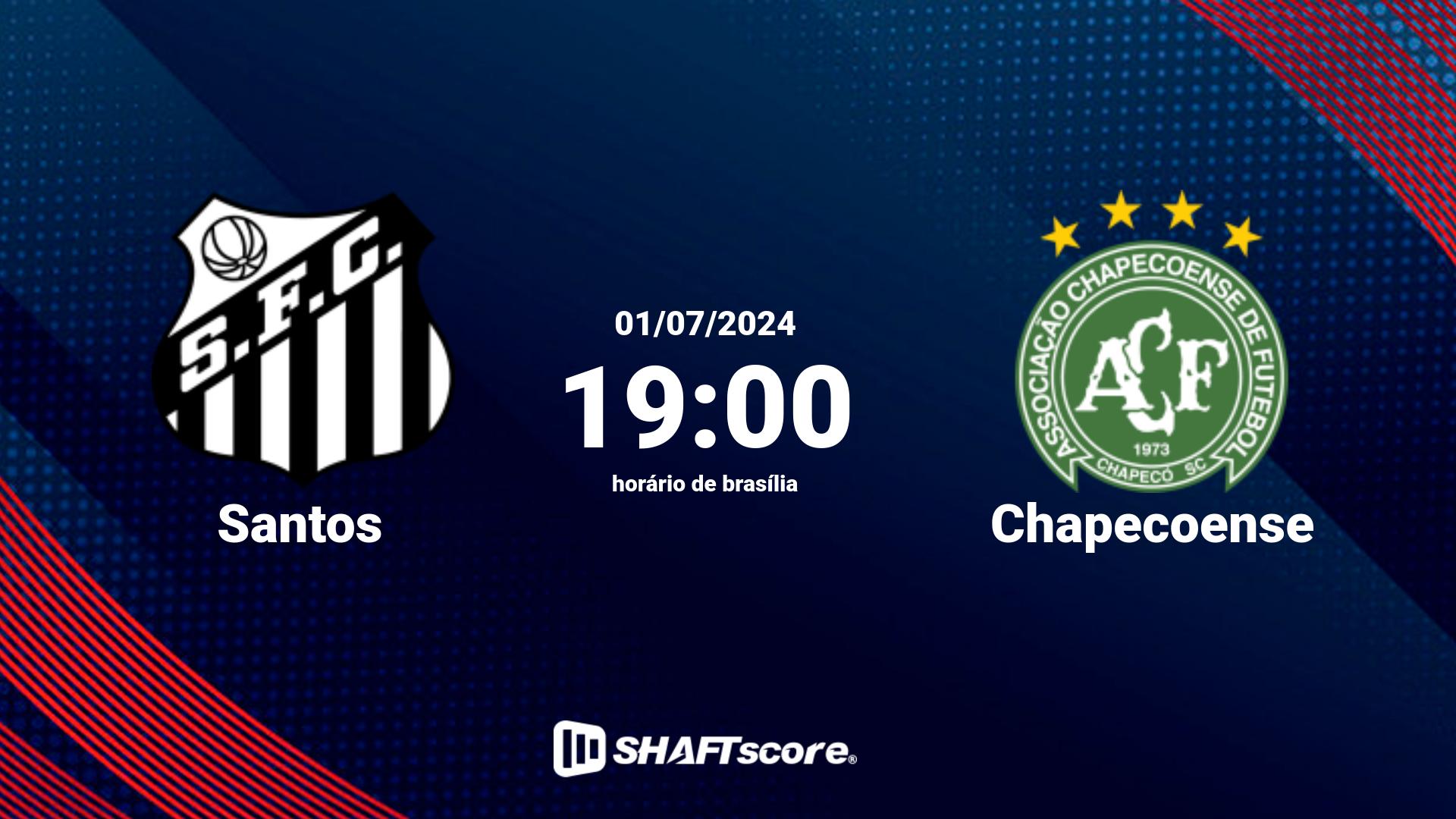 Estatísticas do jogo Santos vs Chapecoense 01.07 19:00