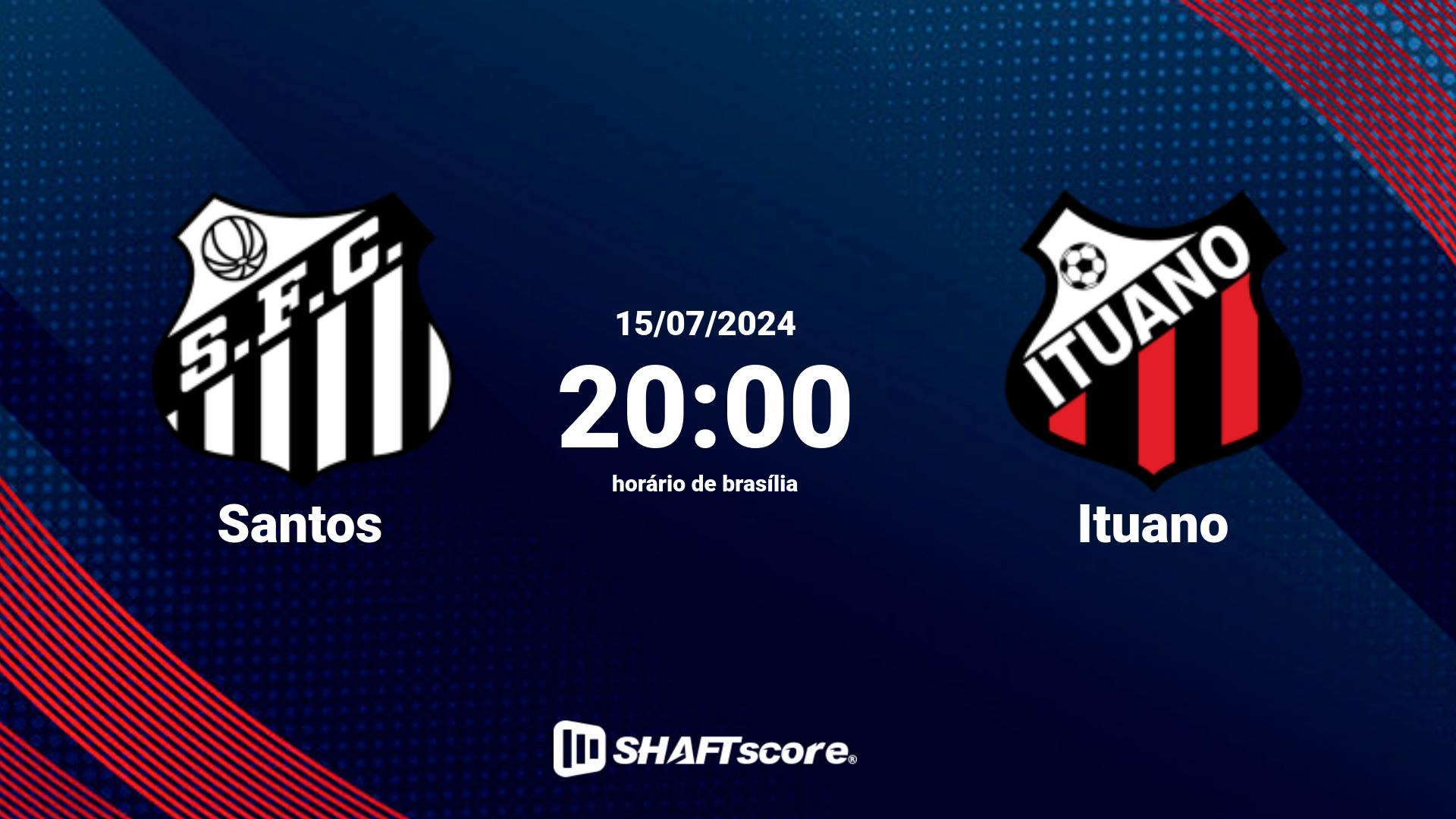 Estatísticas do jogo Santos vs Ituano 15.07 20:00