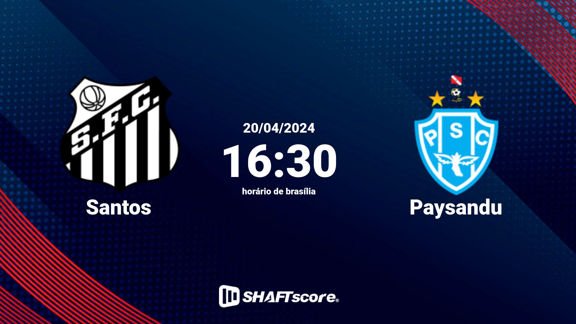 Estatísticas do jogo Santos vs Paysandu 20.04 16:30