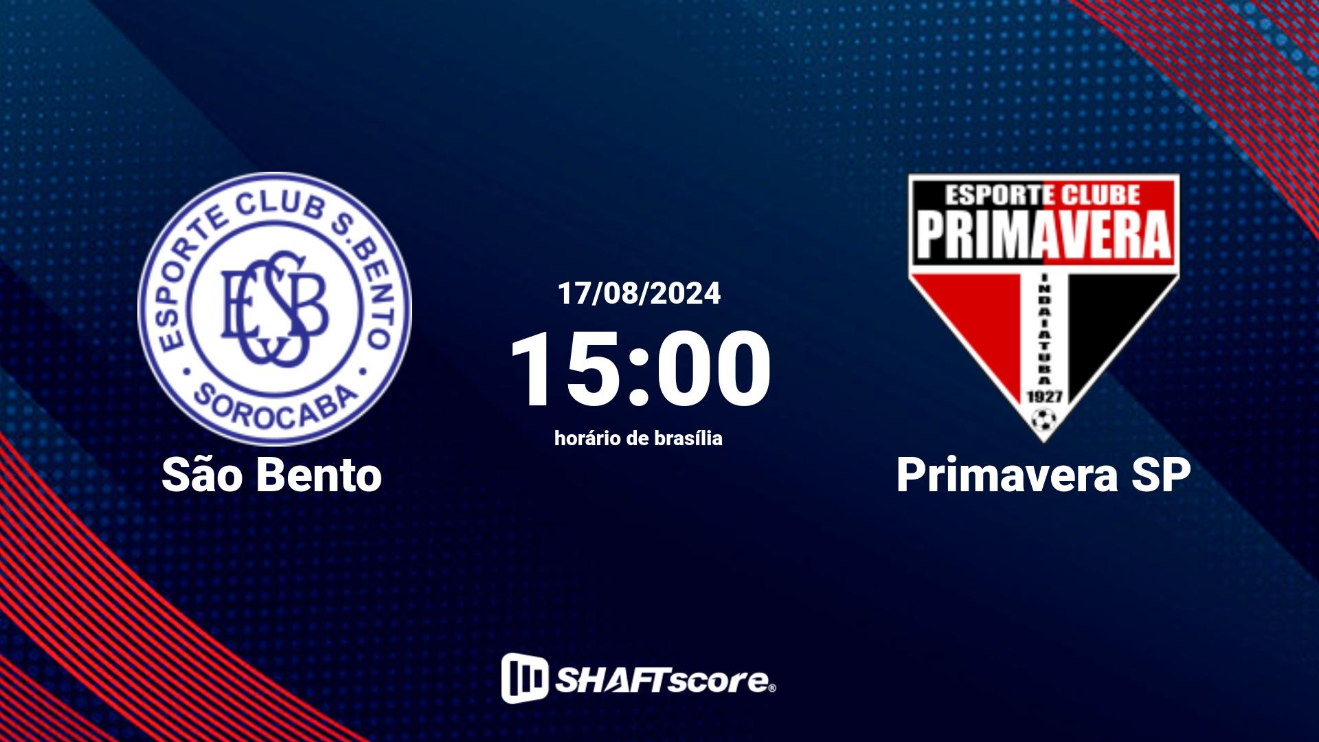 Estatísticas do jogo São Bento vs Primavera SP 17.08 15:00