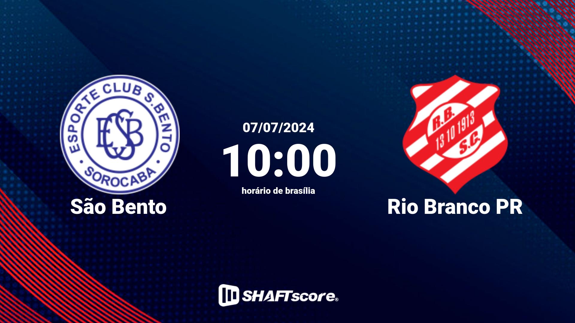 Estatísticas do jogo São Bento vs Rio Branco PR 07.07 10:00