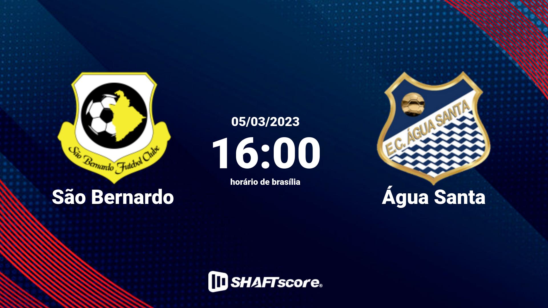 Estatísticas do jogo São Bernardo vs Água Santa 05.03 16:00