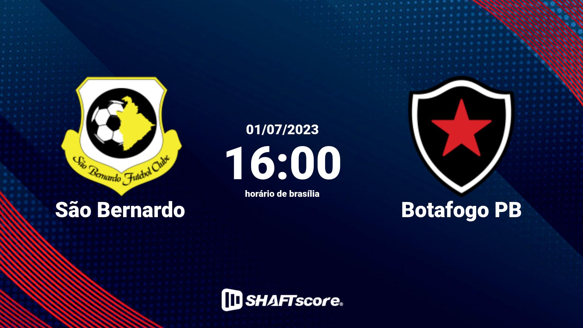 Estatísticas do jogo São Bernardo vs Botafogo PB 01.07 16:00
