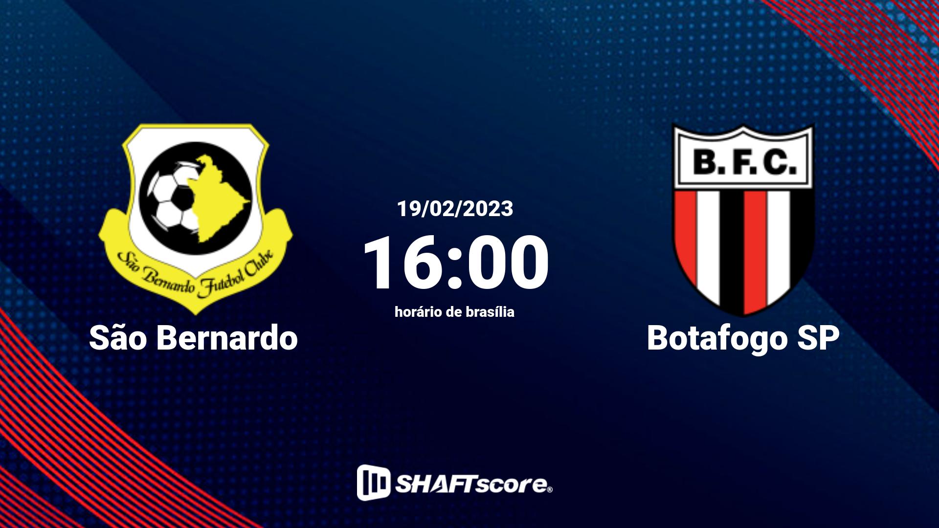 Estatísticas do jogo São Bernardo vs Botafogo SP 19.02 16:00