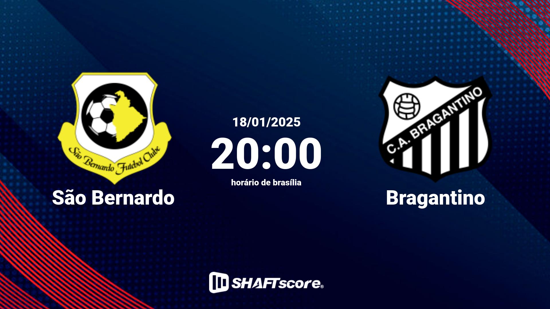 Estatísticas do jogo São Bernardo vs Bragantino 18.01 20:00