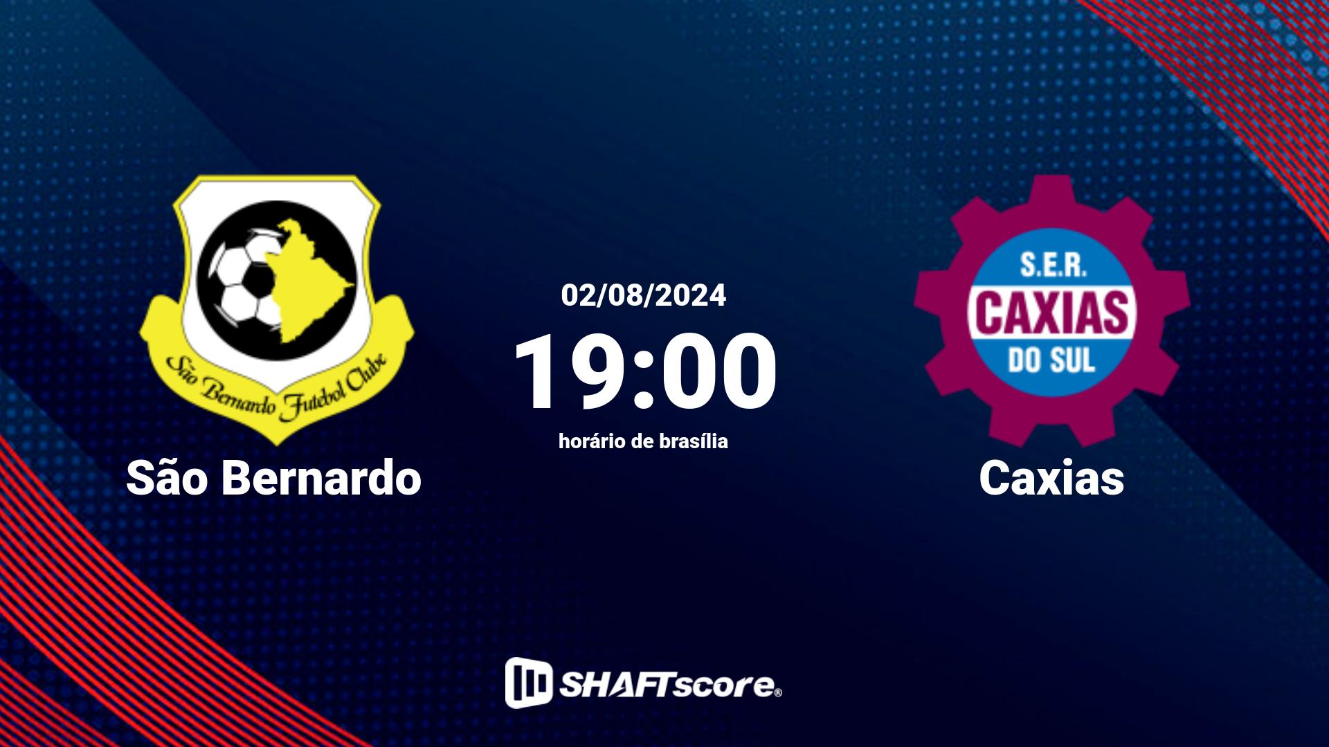 Estatísticas do jogo São Bernardo vs Caxias 02.08 19:00
