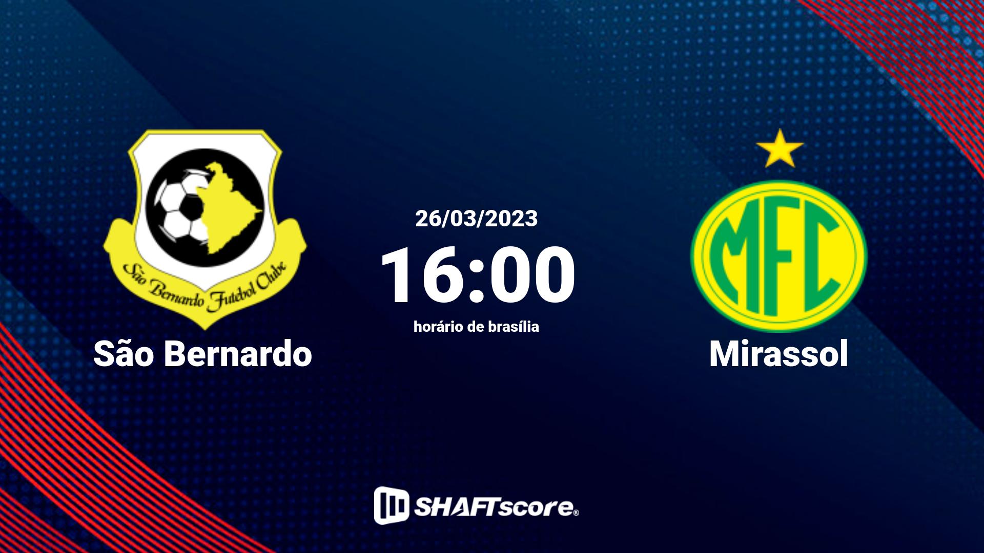 Estatísticas do jogo São Bernardo vs Mirassol 26.03 16:00