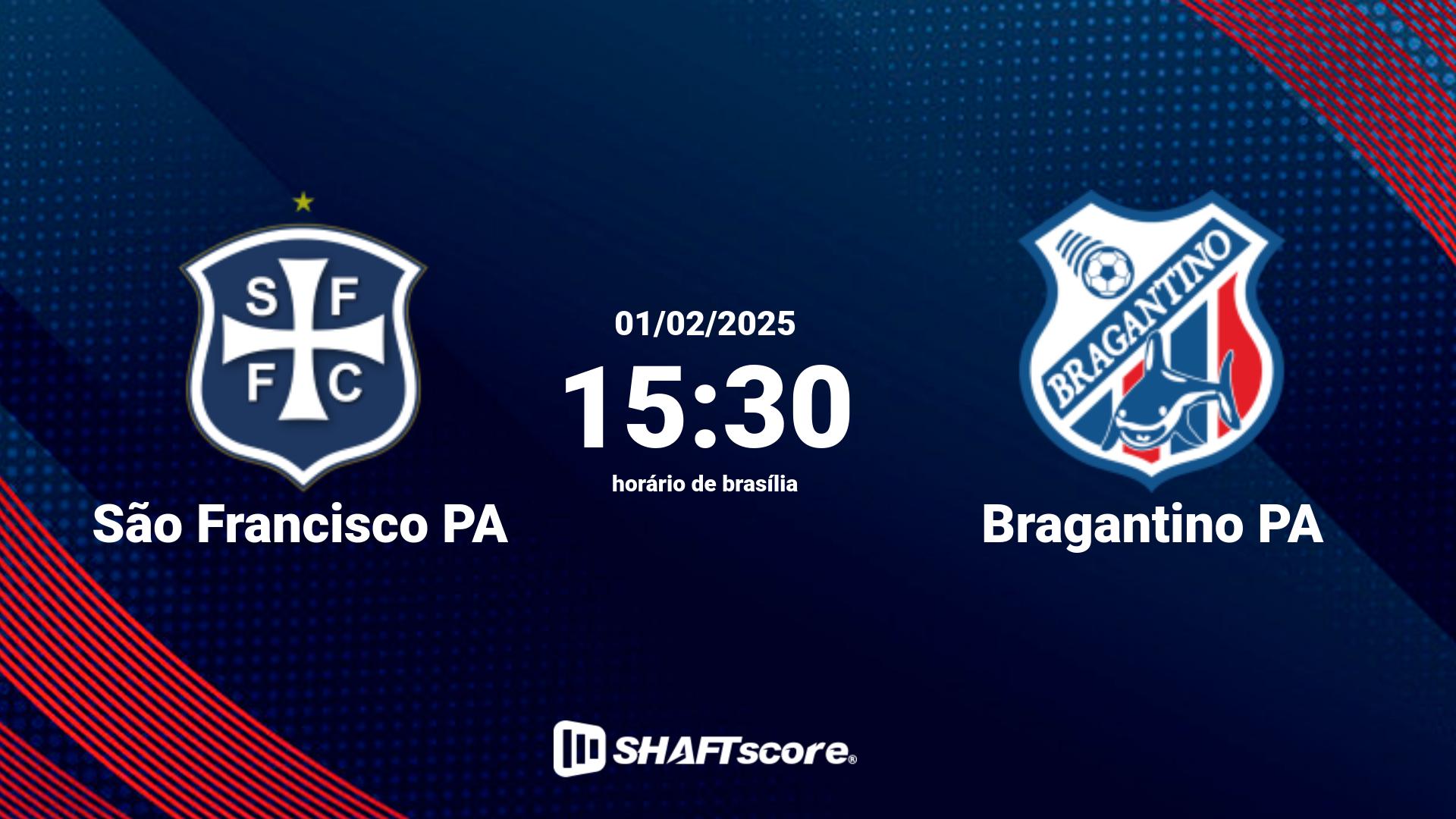 Estatísticas do jogo São Francisco PA vs Bragantino PA 01.02 15:30