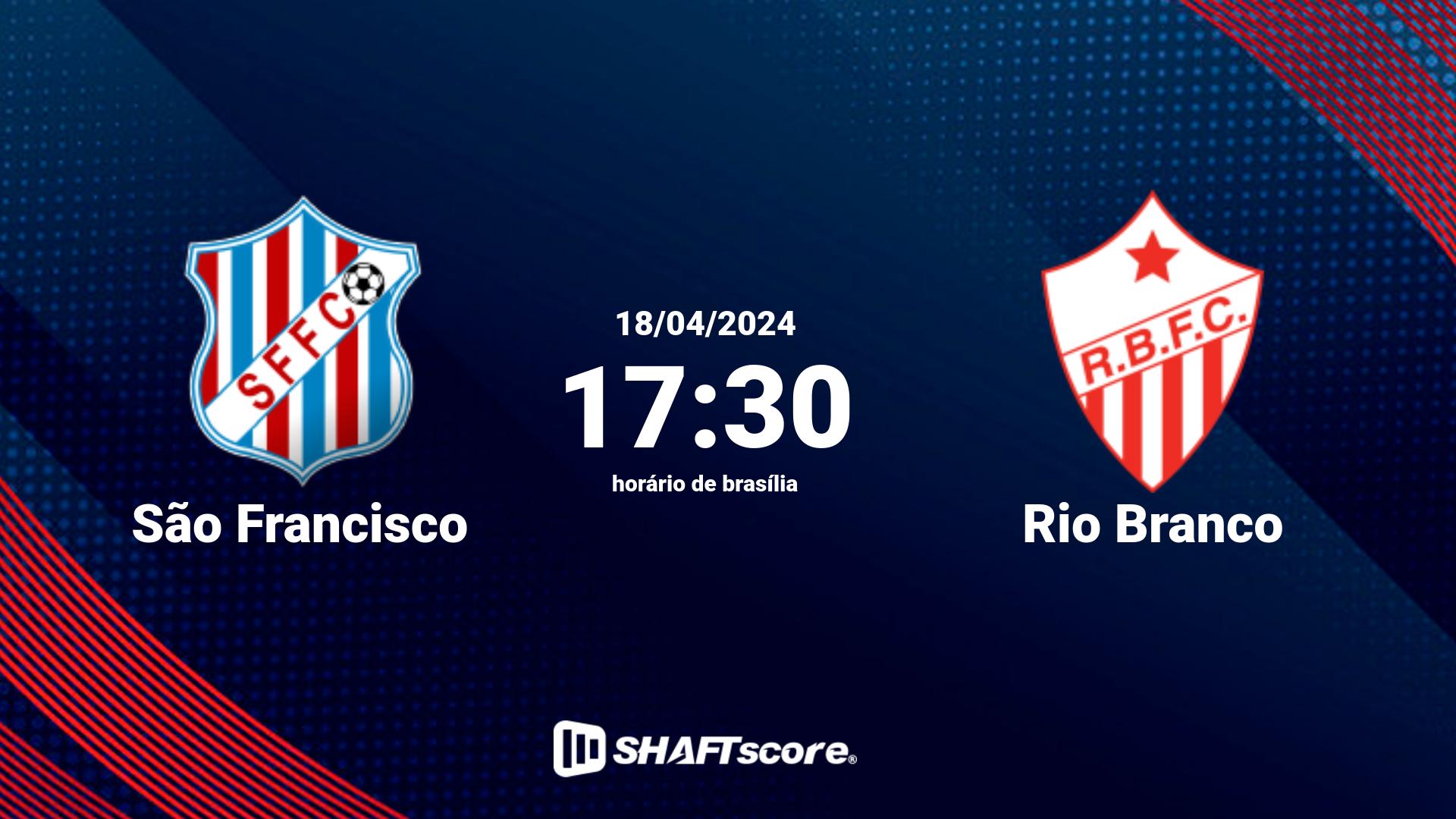 Estatísticas do jogo São Francisco vs Rio Branco 18.04 17:30