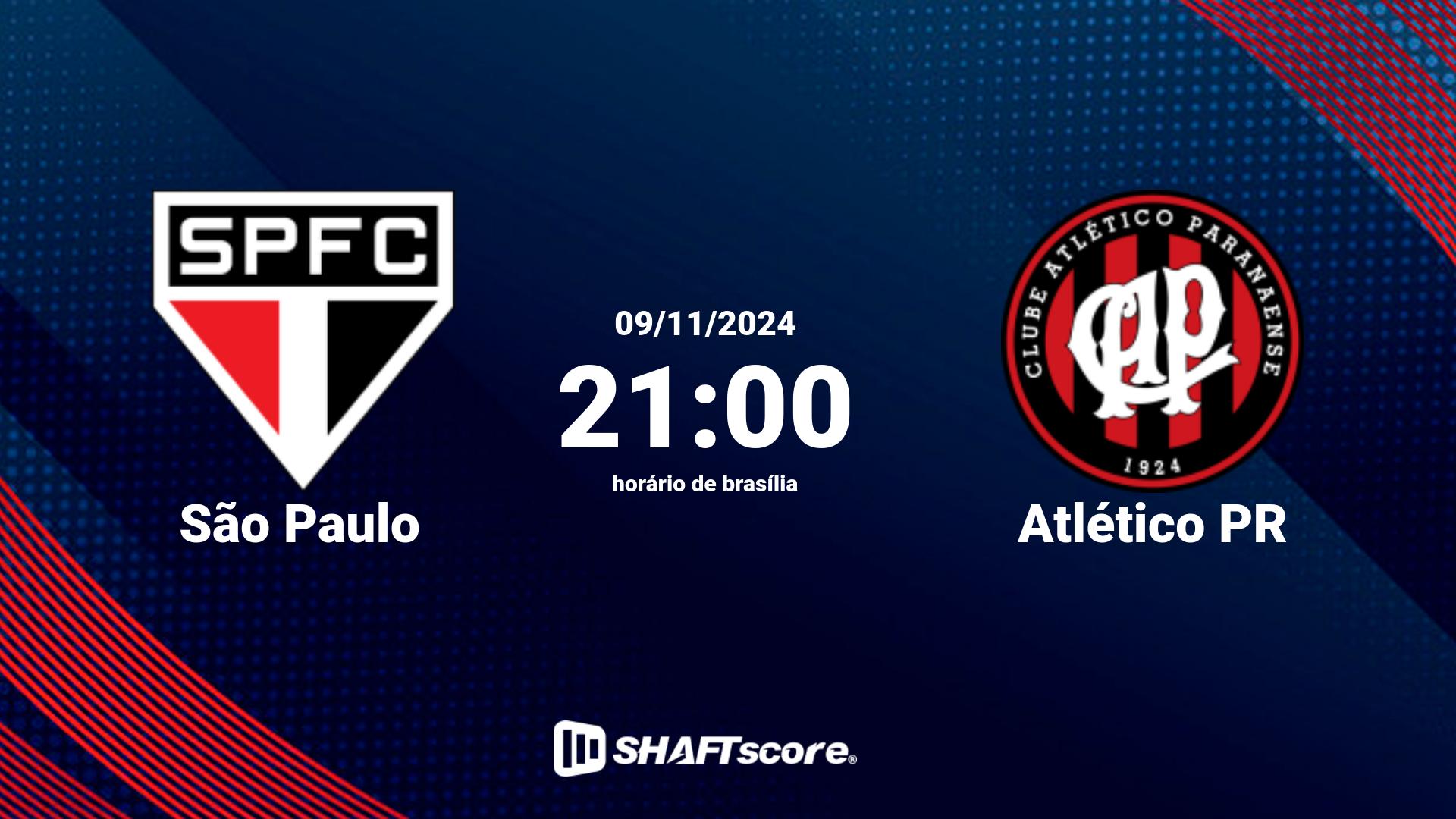 Estatísticas do jogo São Paulo vs Atlético PR 09.11 21:00