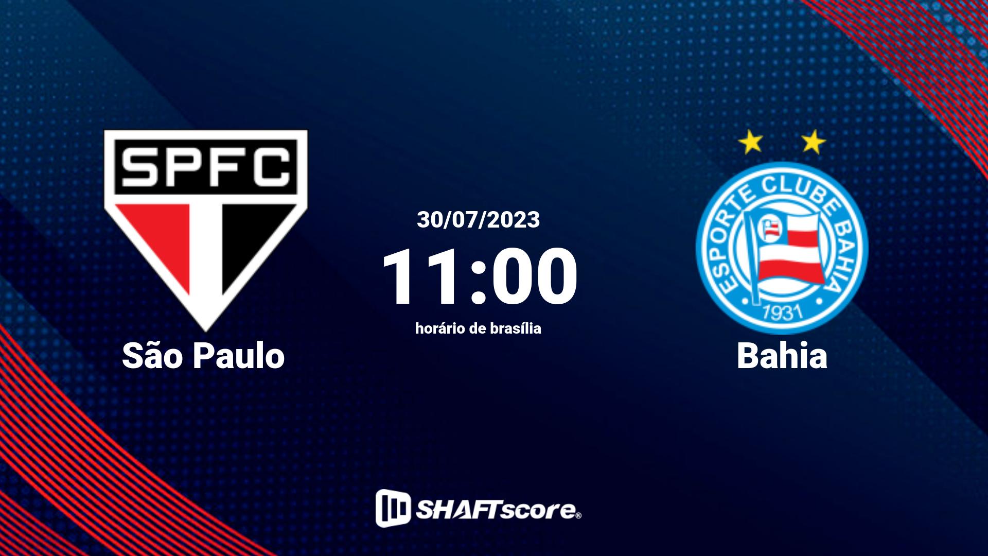 Estatísticas do jogo São Paulo vs Bahia 30.07 11:00