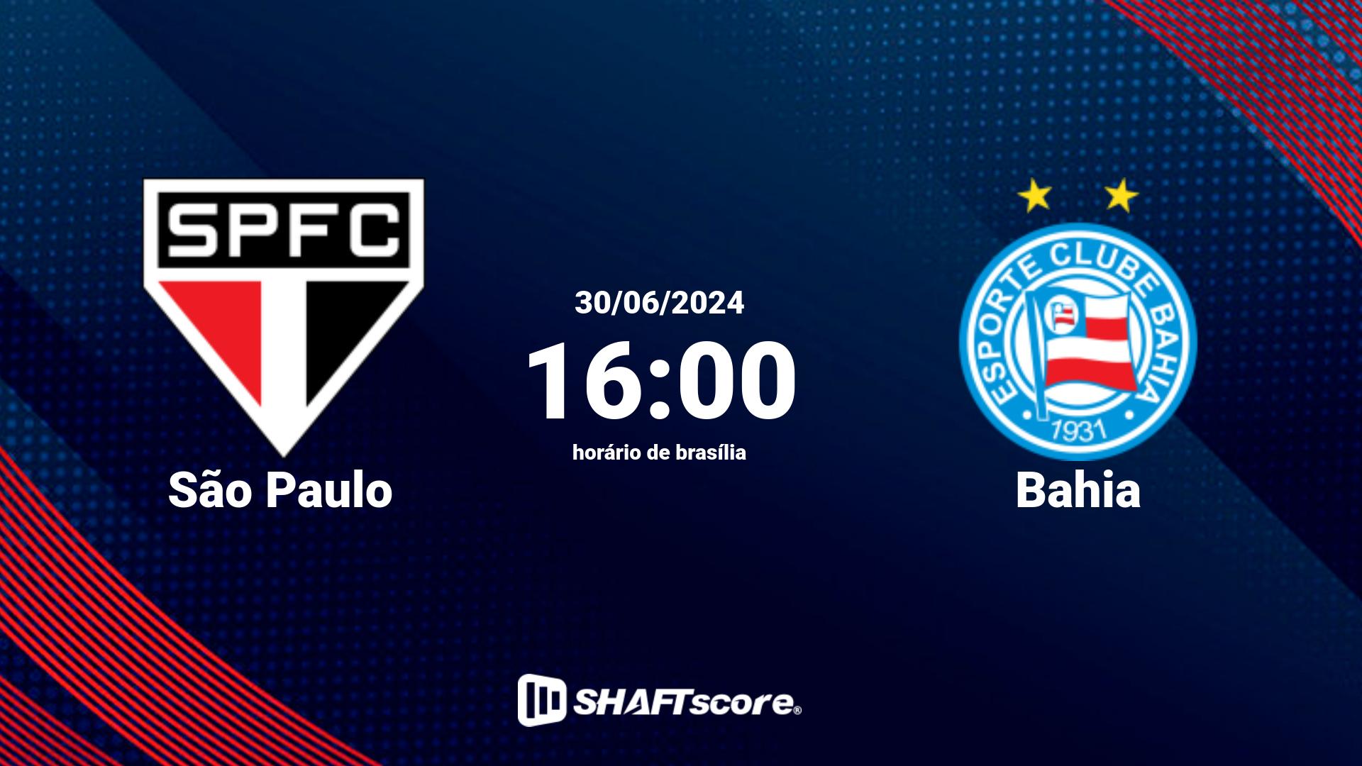 Estatísticas do jogo São Paulo vs Bahia 30.06 16:00