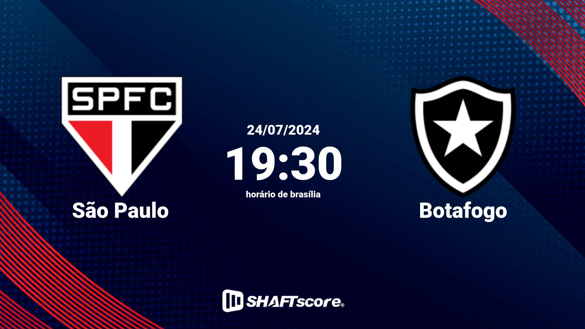 Estatísticas do jogo São Paulo vs Botafogo 24.07 19:30