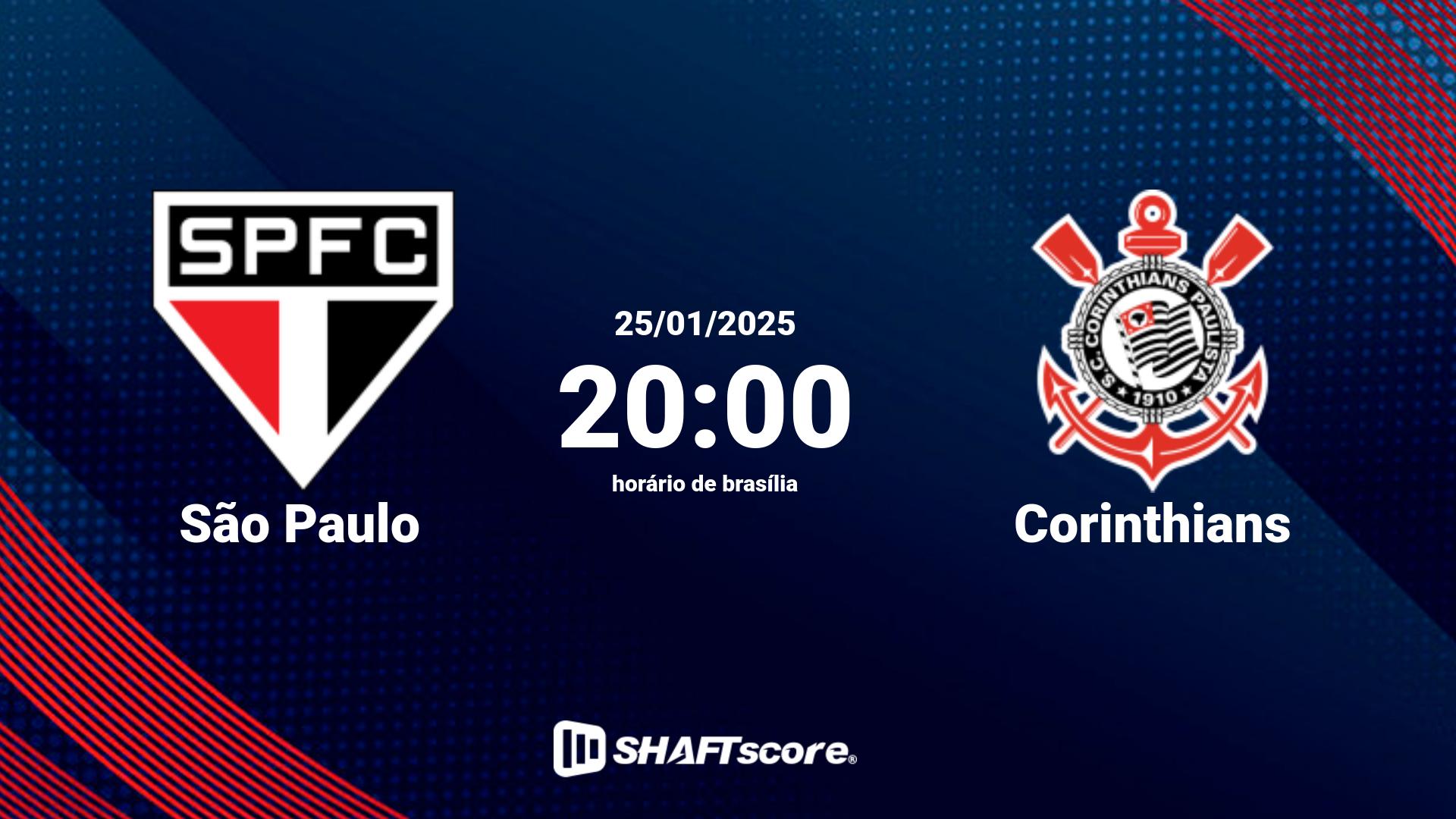 Estatísticas do jogo São Paulo vs Corinthians 25.01 20:00