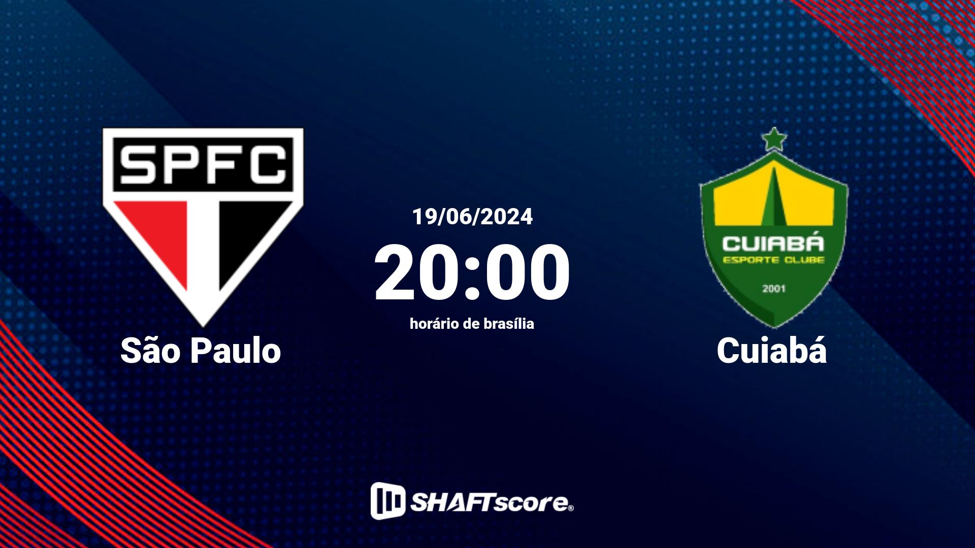 Estatísticas do jogo São Paulo vs Cuiabá 19.06 20:00