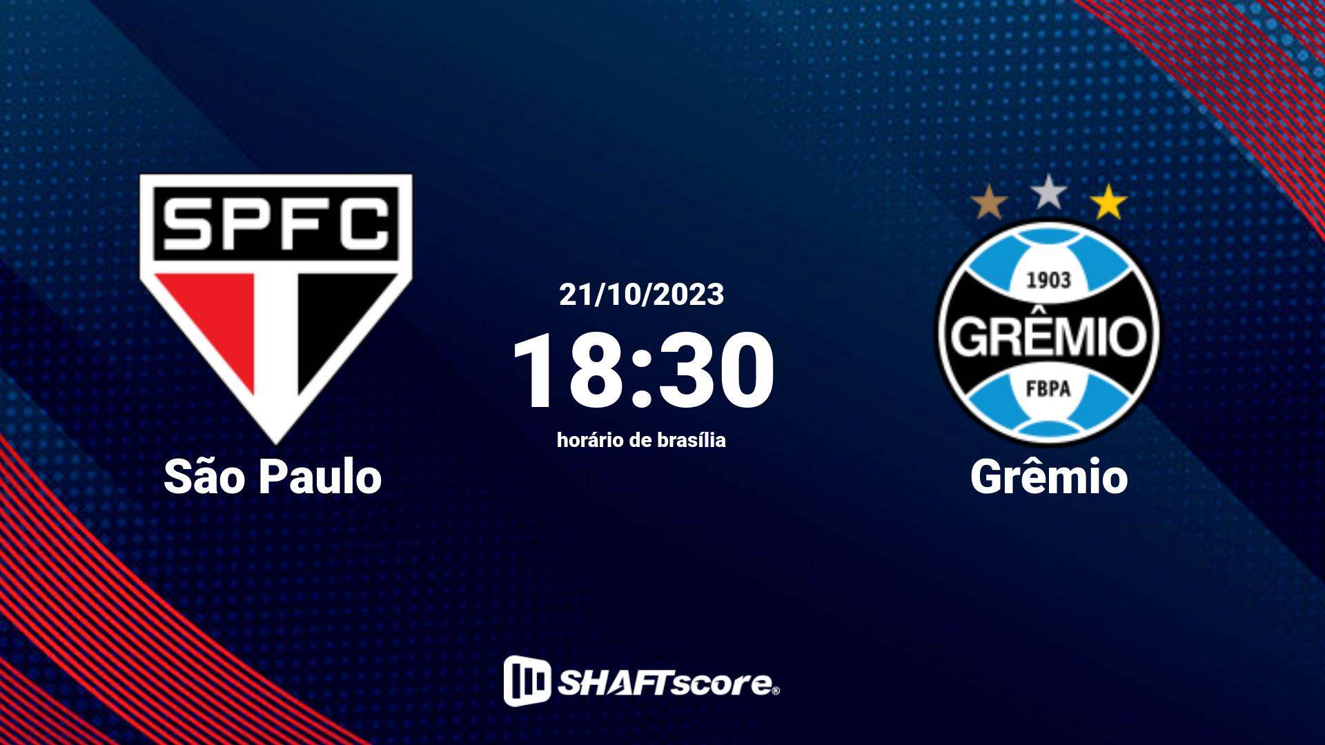 Estatísticas do jogo São Paulo vs Grêmio 21.10 18:30