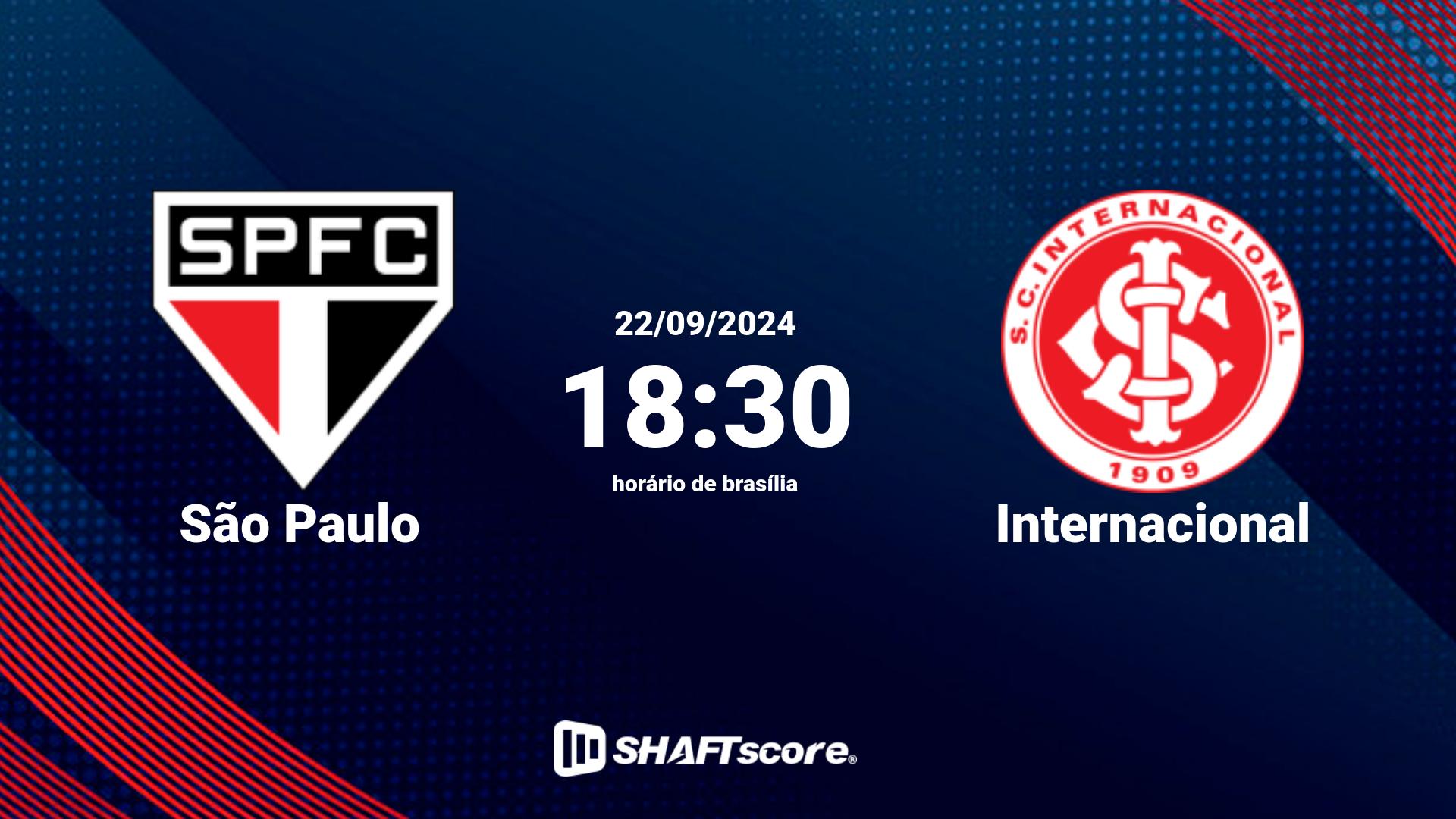 Estatísticas do jogo São Paulo vs Internacional 22.09 18:30