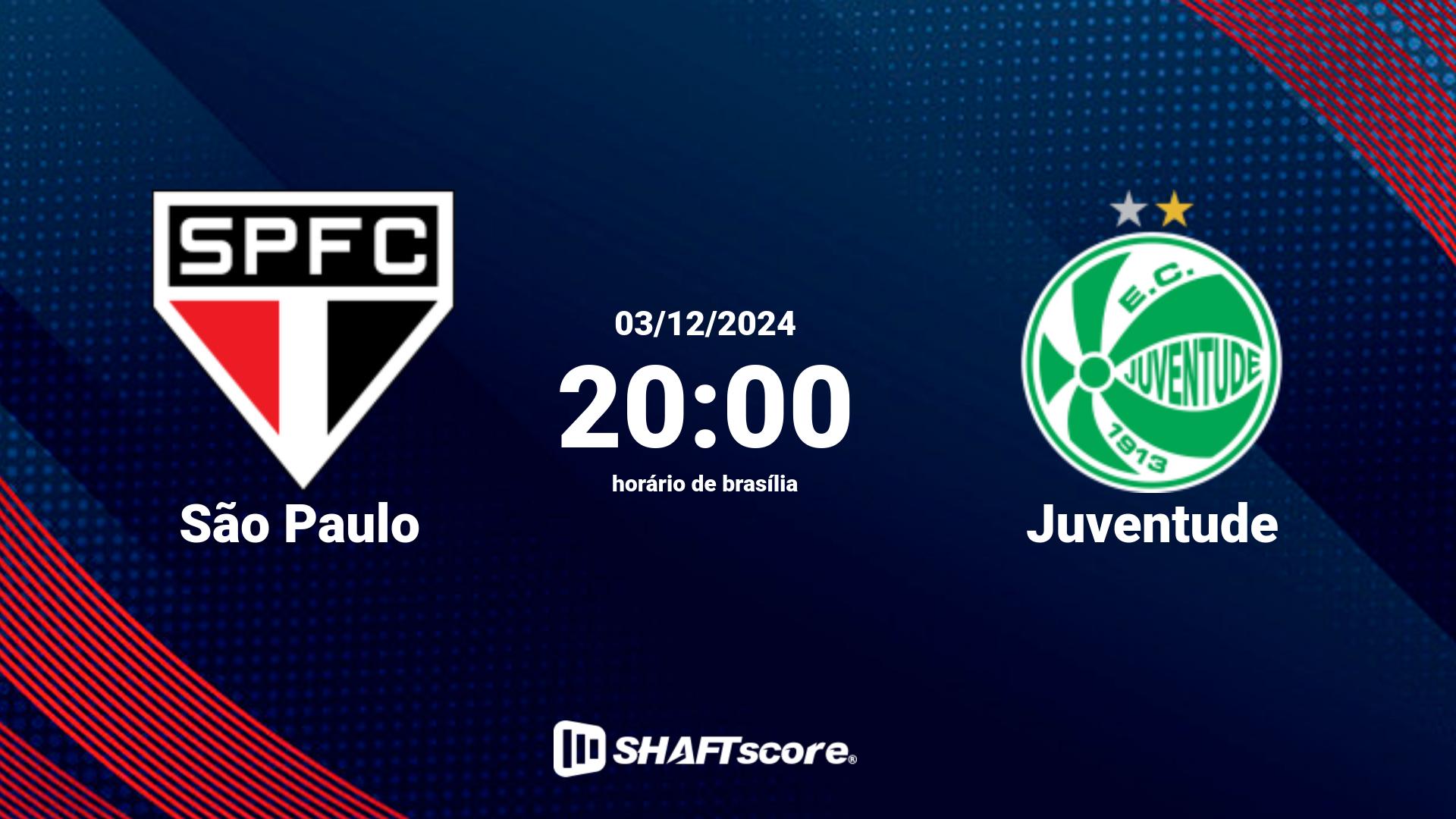 Estatísticas do jogo São Paulo vs Juventude 03.12 20:00