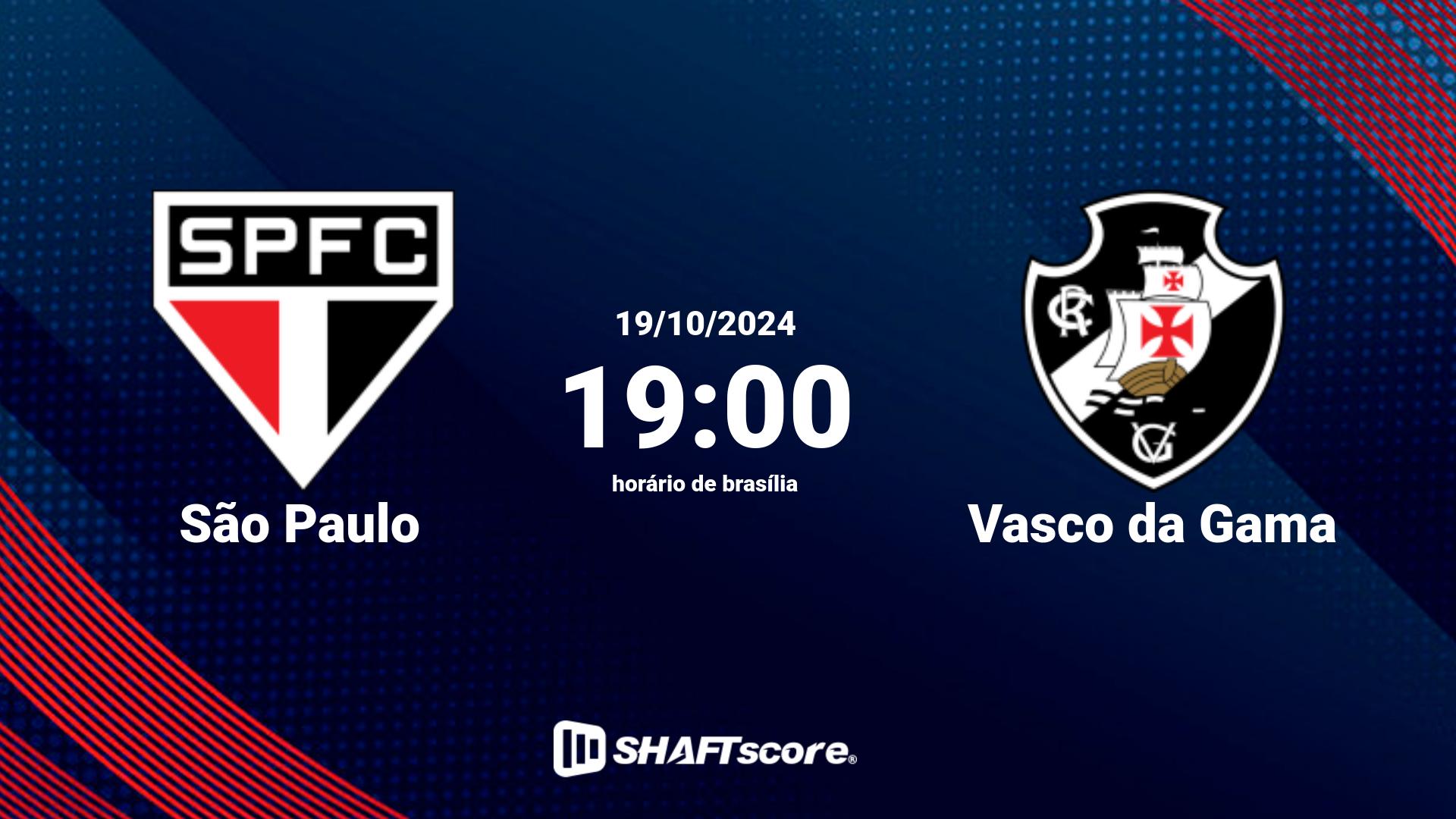 Estatísticas do jogo São Paulo vs Vasco da Gama 19.10 19:00