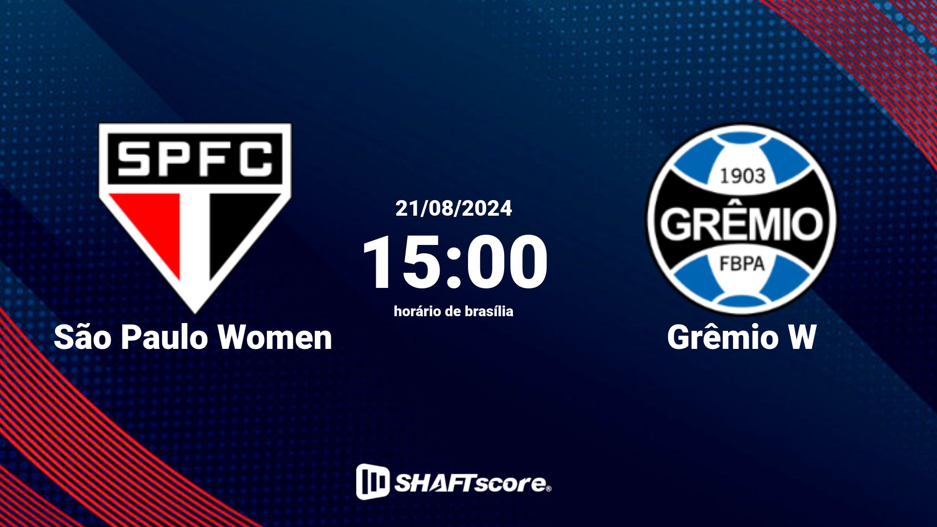 Estatísticas do jogo São Paulo Women vs Grêmio W 27.06 15:00