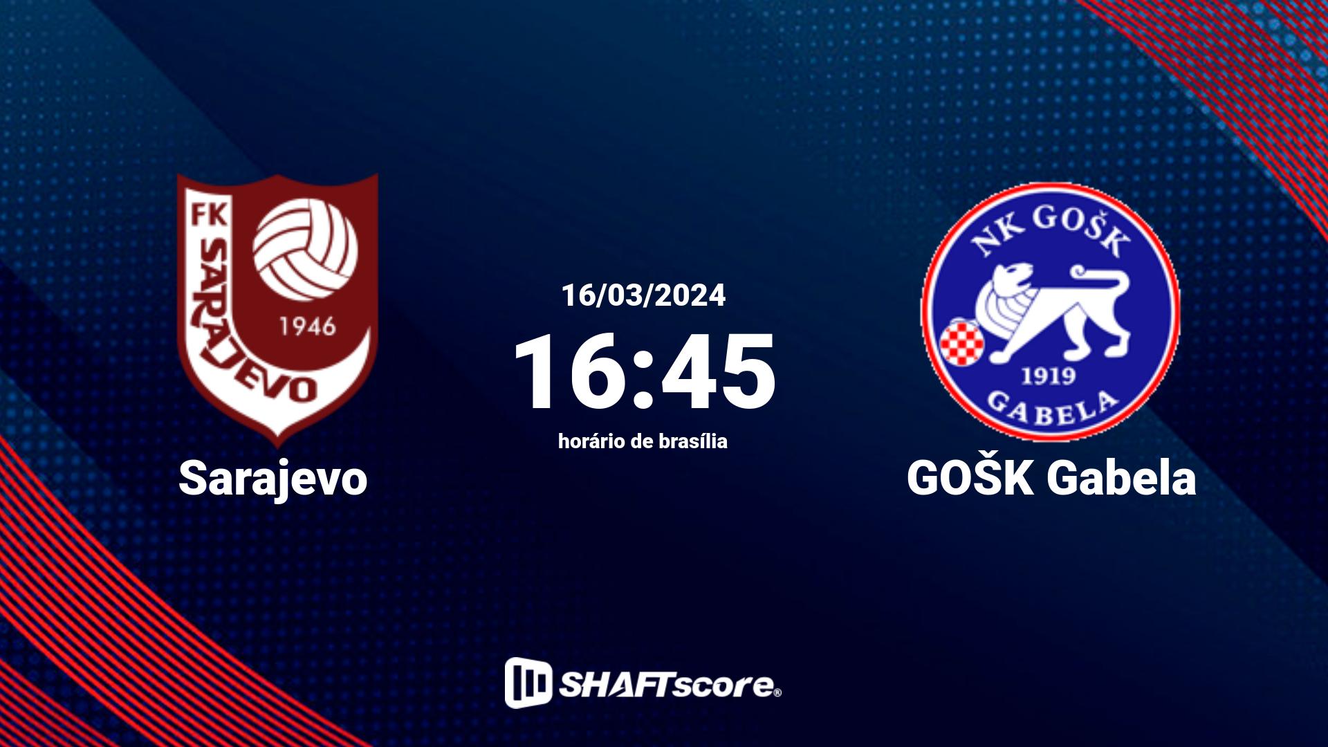 Estatísticas do jogo Sarajevo vs GOŠK Gabela 16.03 16:45