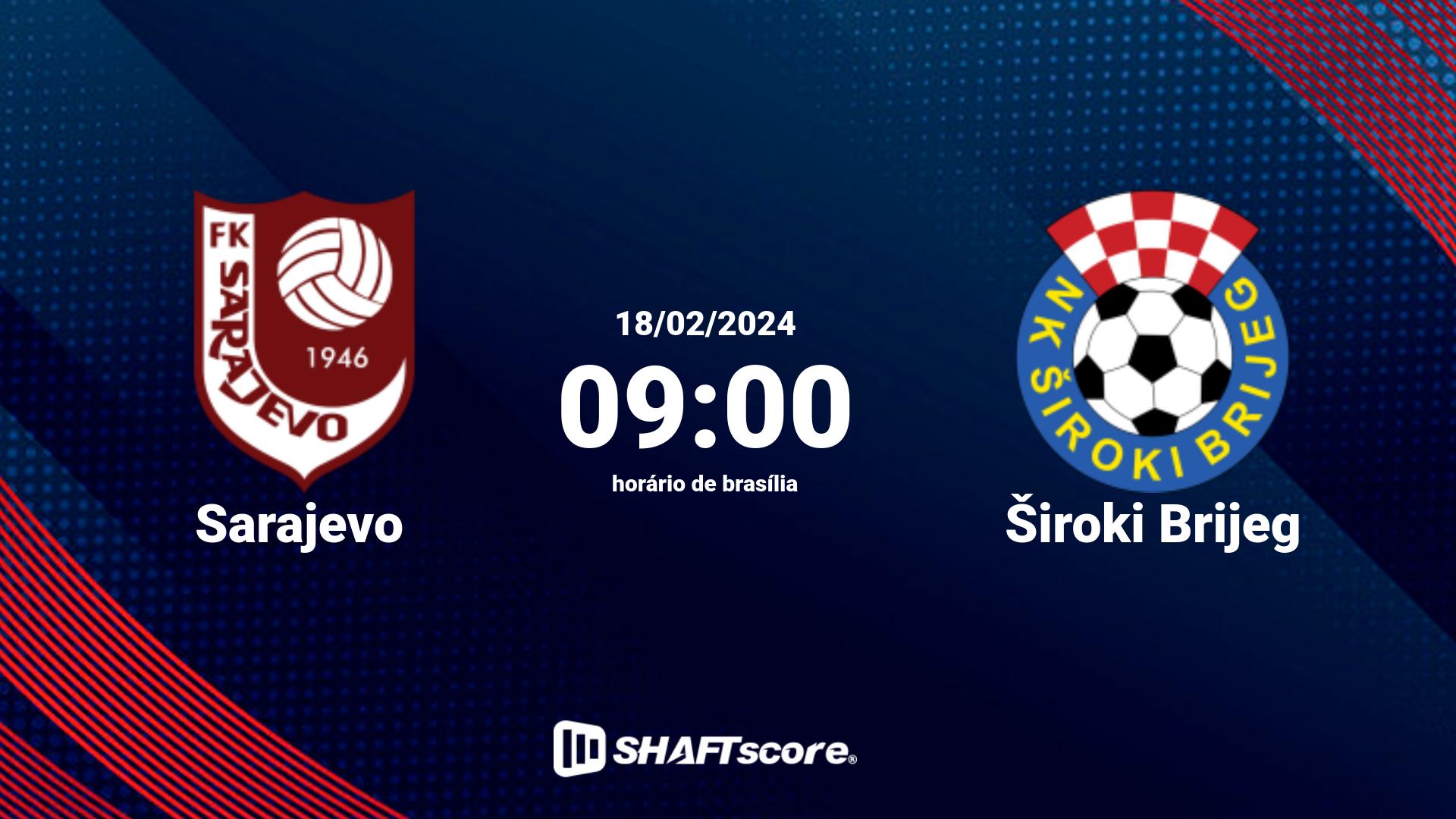 Estatísticas do jogo Sarajevo vs Široki Brijeg 18.02 09:00