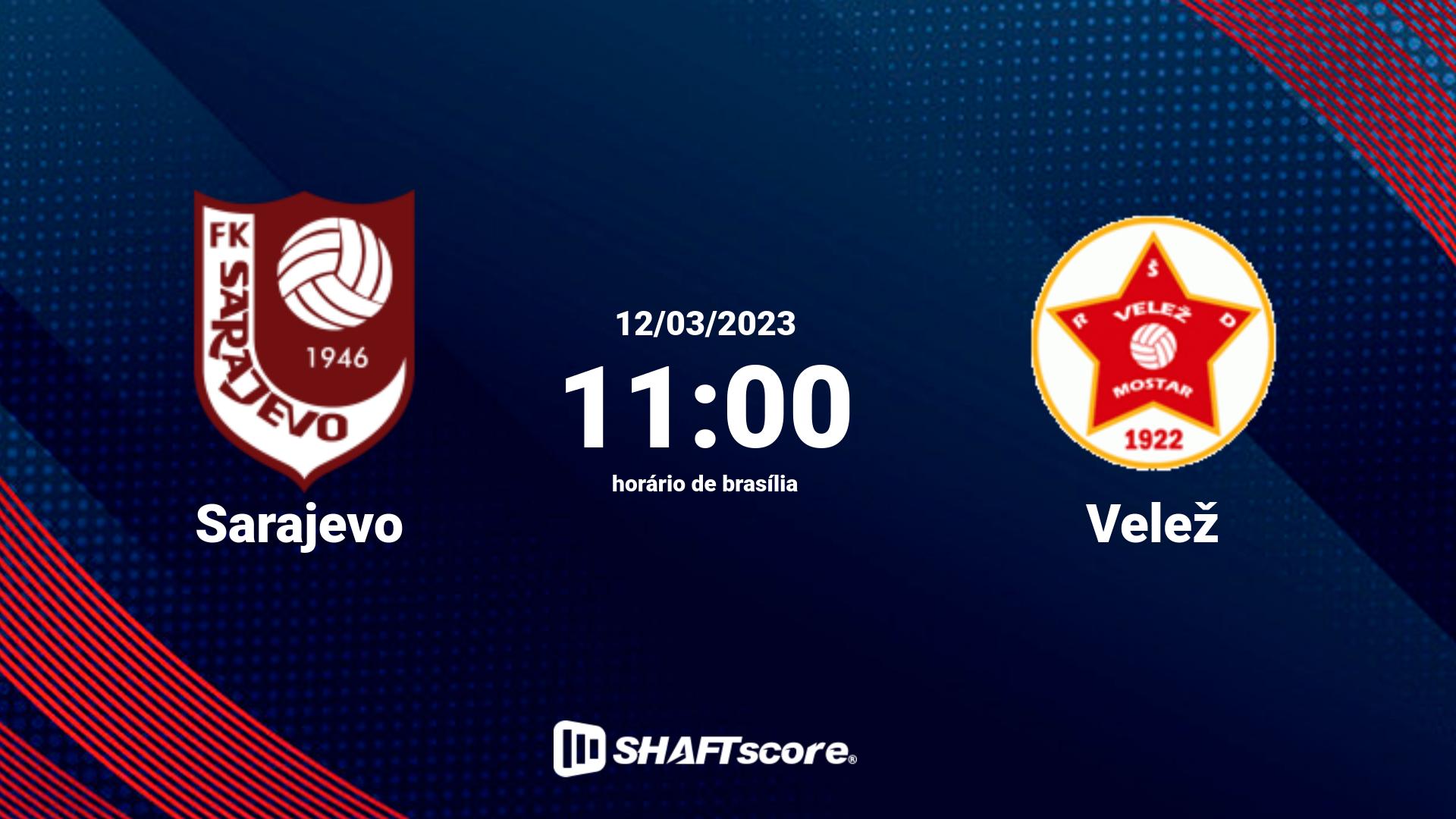 Estatísticas do jogo Sarajevo vs Velež 12.03 11:00