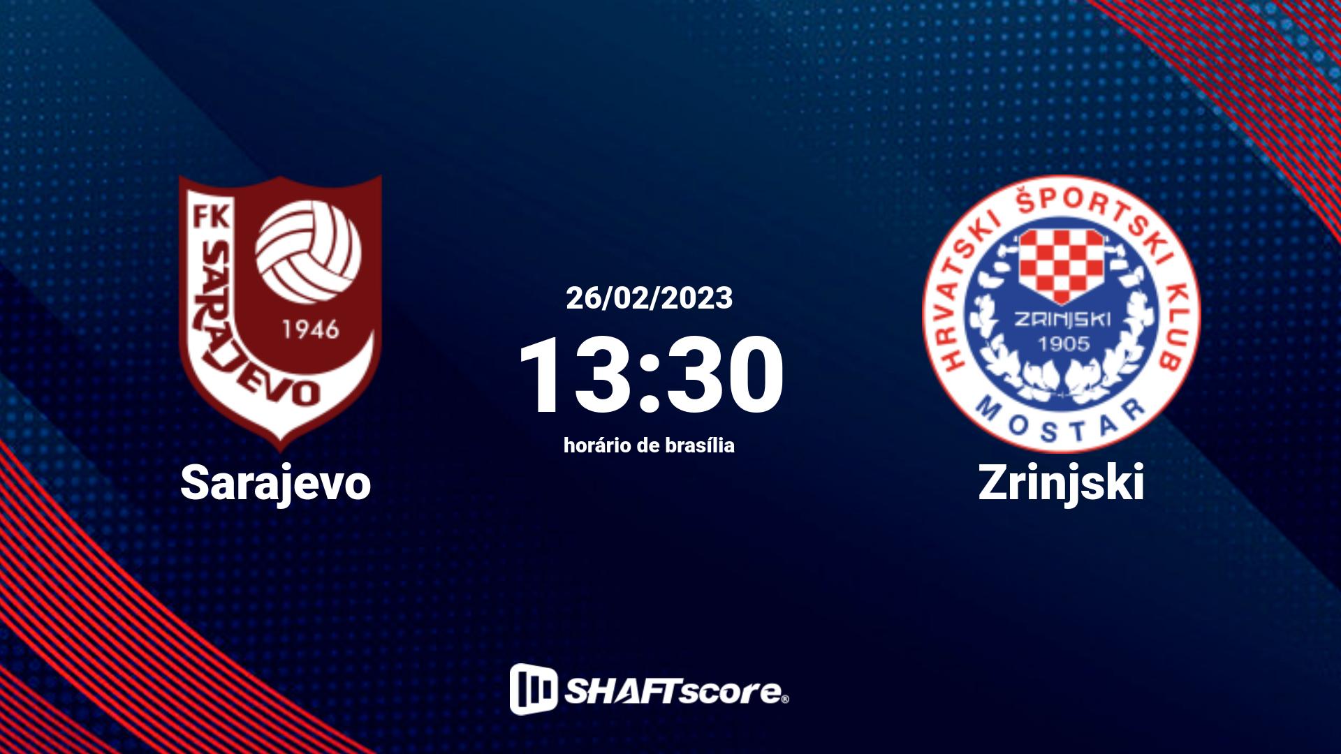 Estatísticas do jogo Sarajevo vs Zrinjski 26.02 13:30