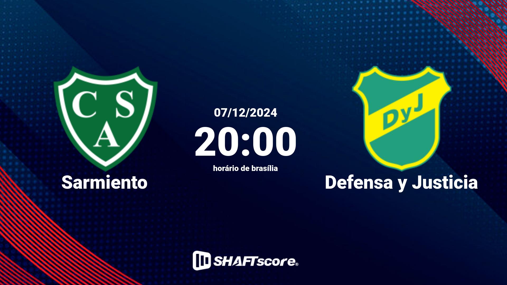 Estatísticas do jogo Sarmiento vs Defensa y Justicia 07.12 20:00