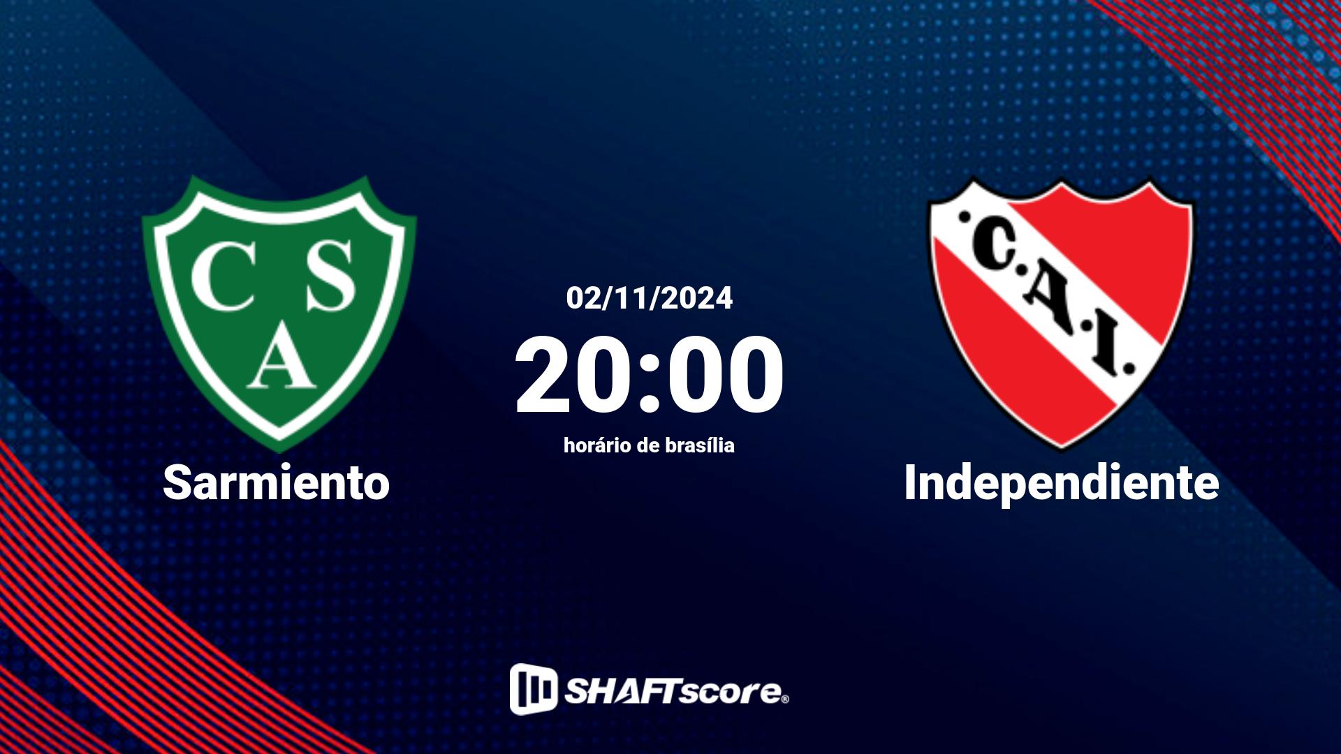 Estatísticas do jogo Sarmiento vs Independiente 02.11 20:00