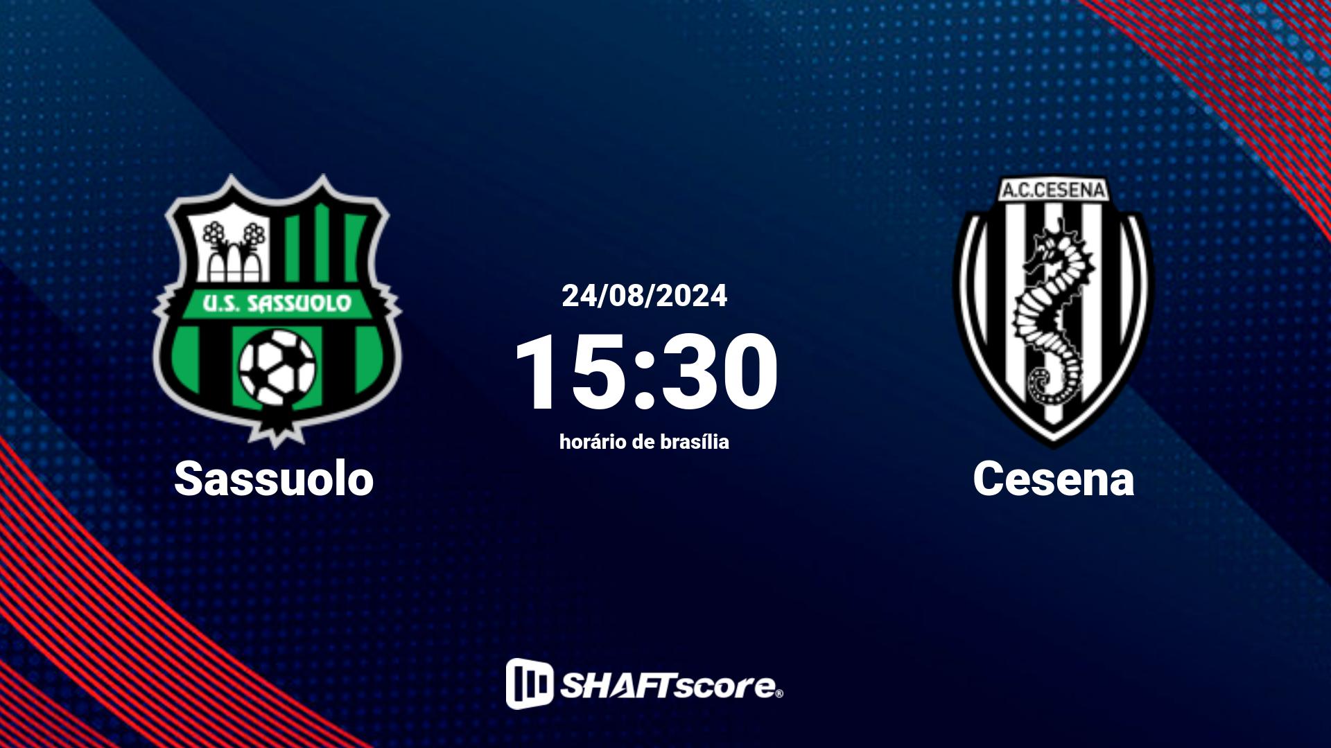 Estatísticas do jogo Sassuolo vs Cesena 24.08 15:30