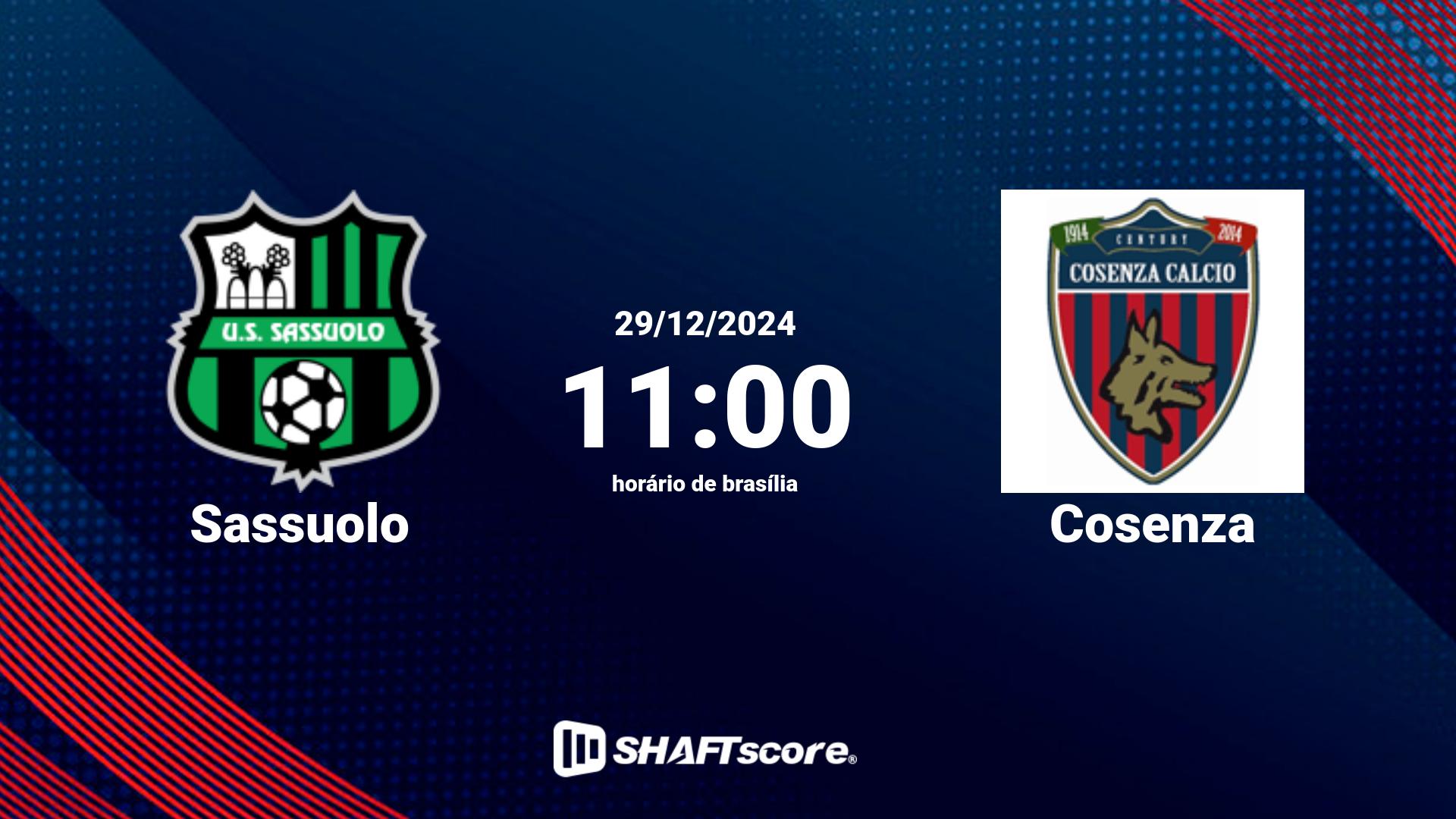 Estatísticas do jogo Sassuolo vs Cosenza 29.12 11:00