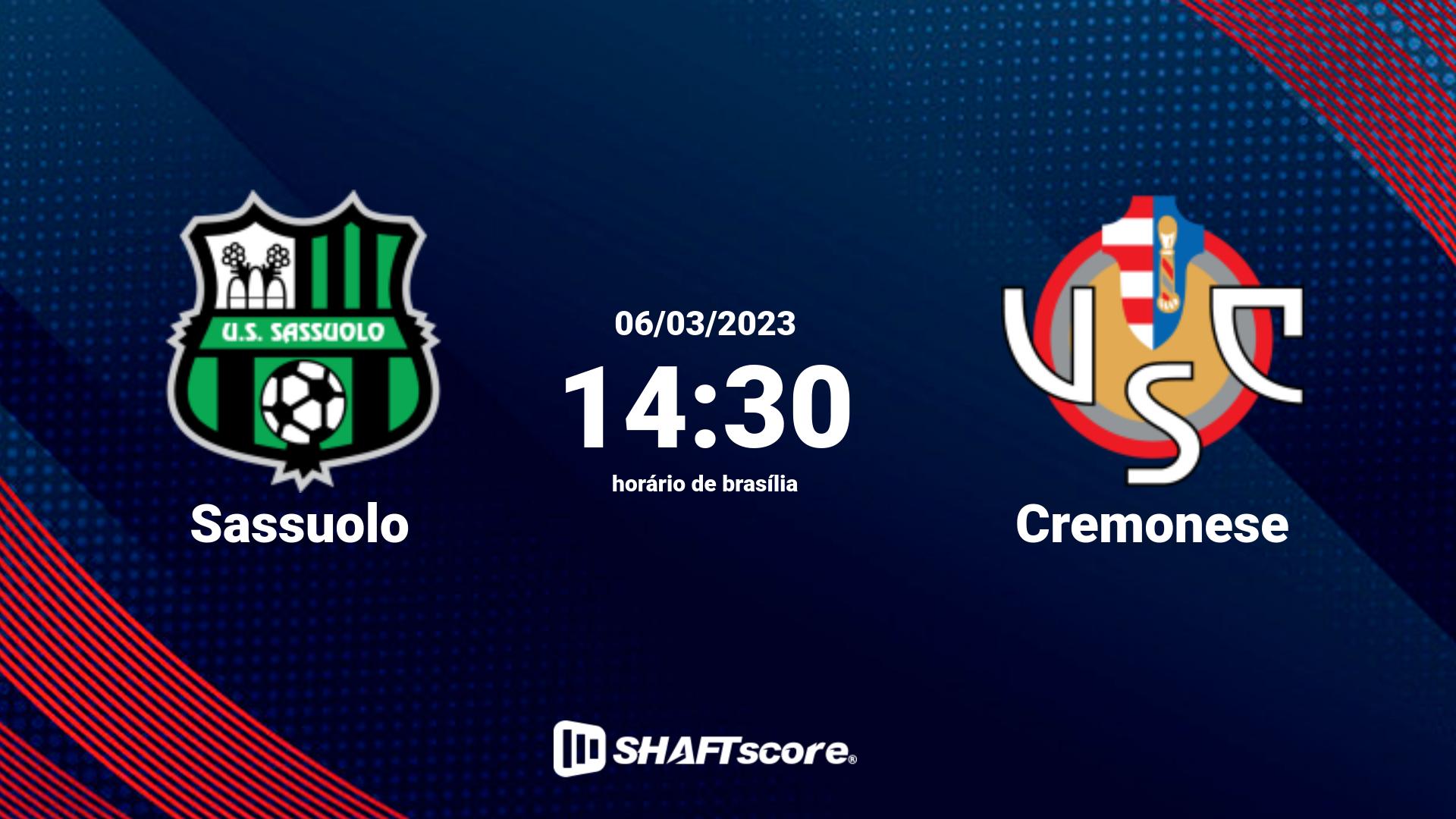 Estatísticas do jogo Sassuolo vs Cremonese 06.03 14:30